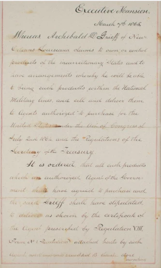 Abraham Lincoln Historic Hand-Written 1865 Document During The Civil War - Image 4