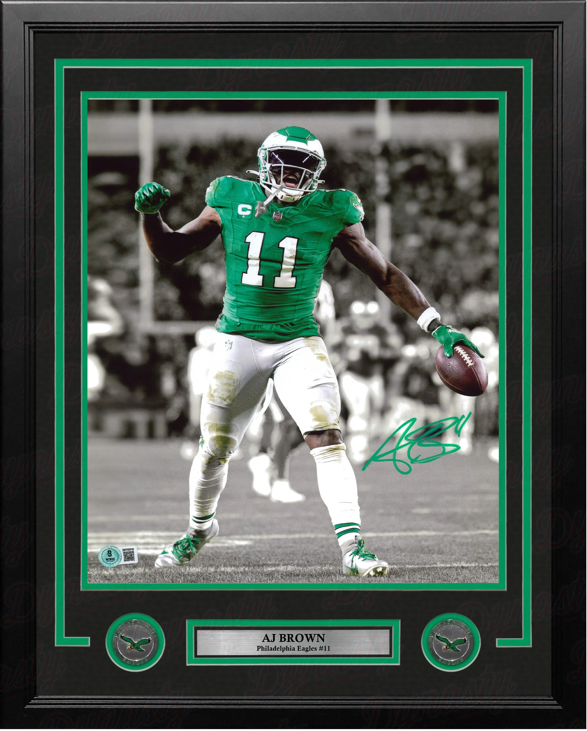 AJ Brown Philadelphia Eagles Autographed 16" x 20" Framed Spotlight Football Photo