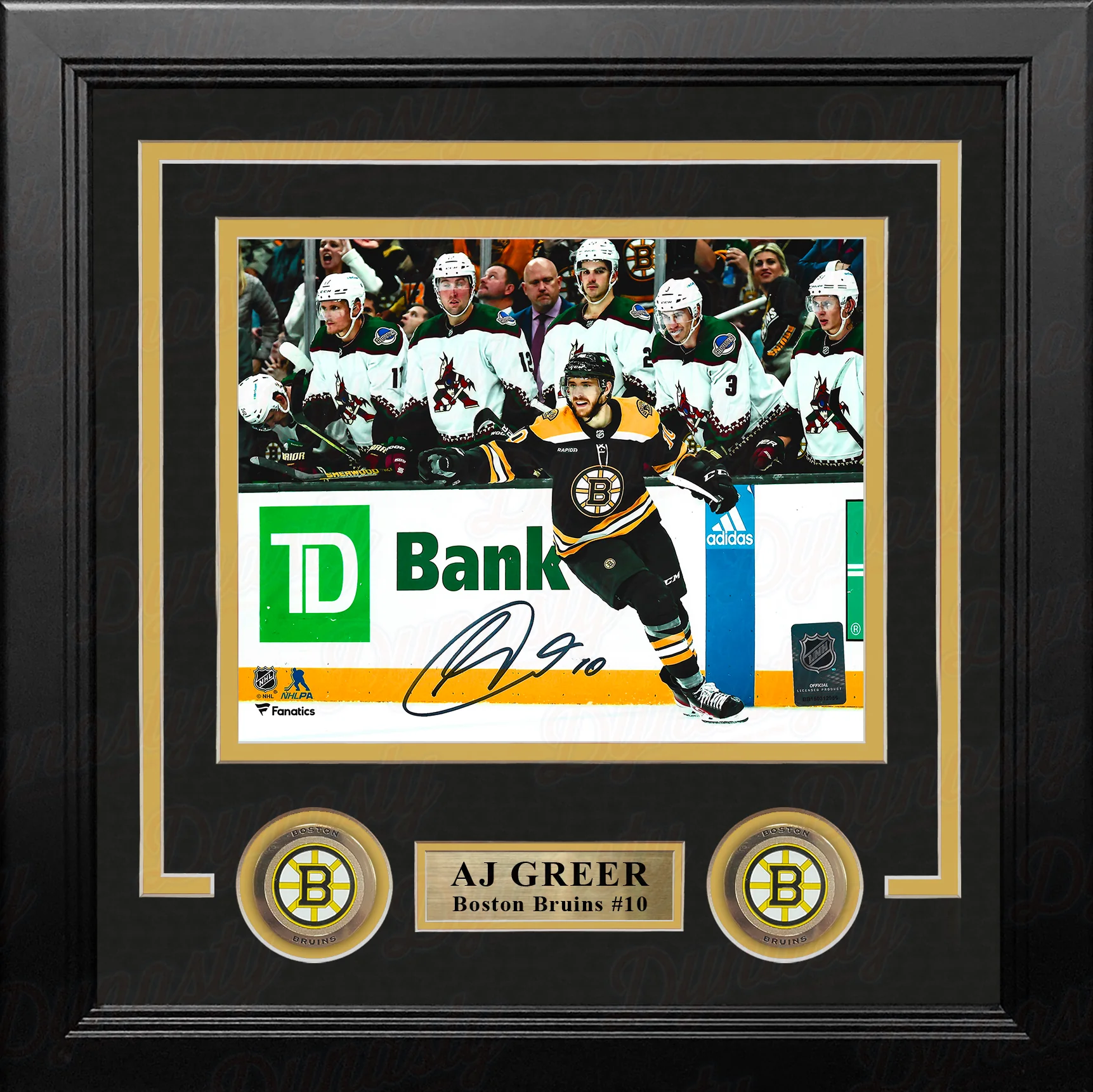 AJ Greer Celebration Boston Bruins Autographed 8" x 10" Framed Hockey Photo