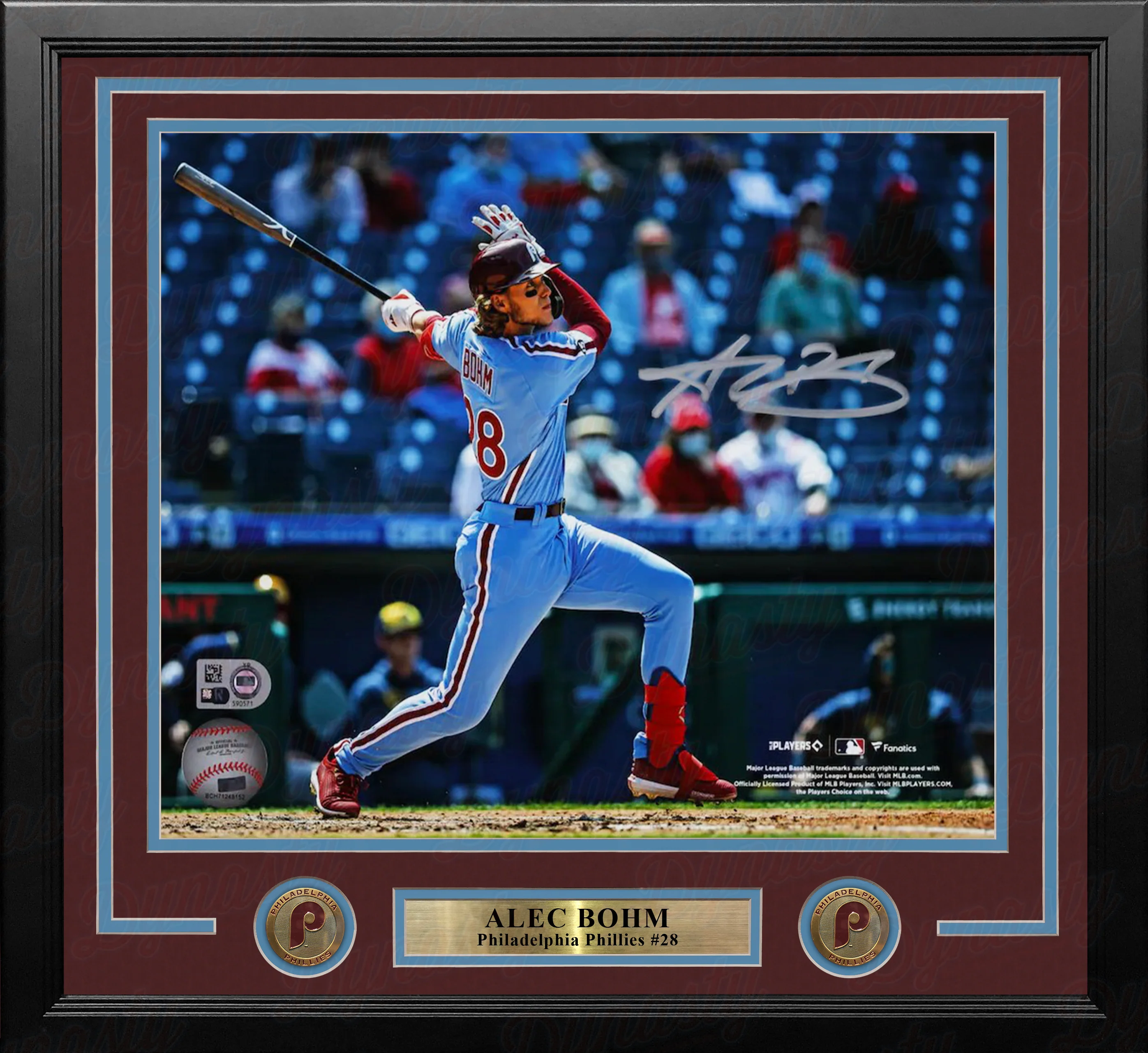 Alec Bohm Throwback Action Philadelphia Phillies Autographed 16" x 20" Framed Baseball Photo