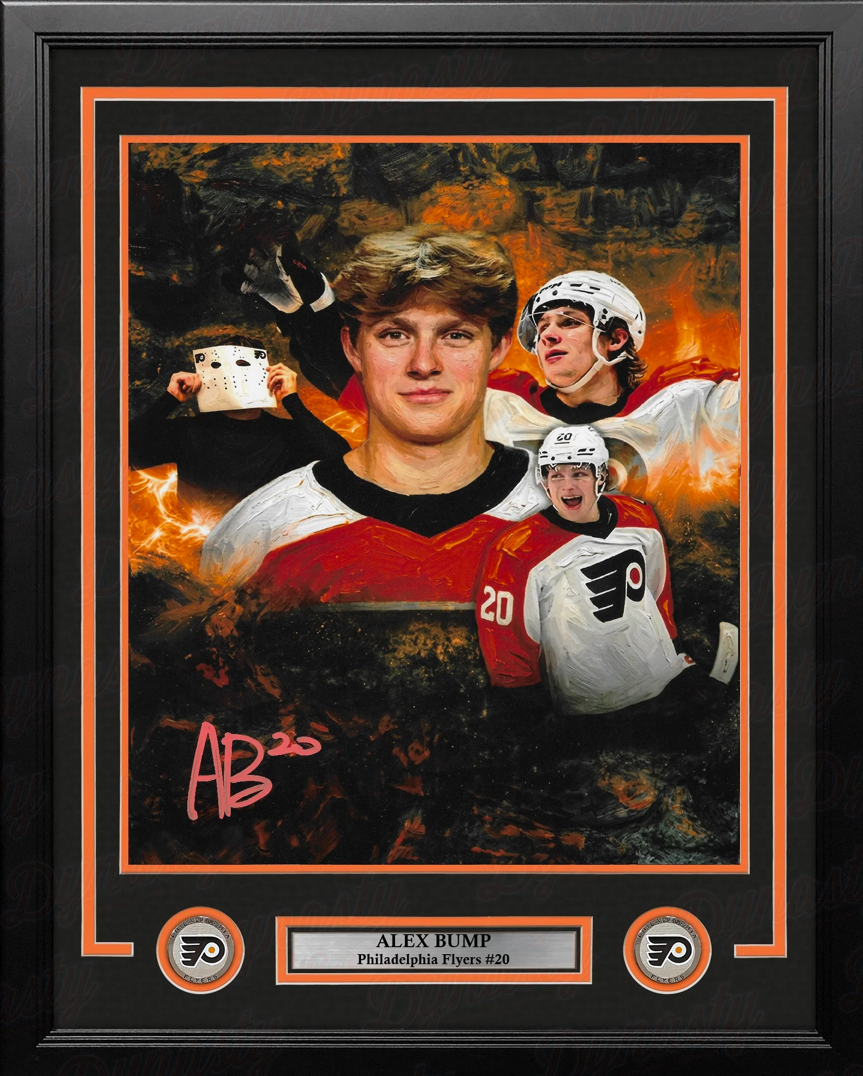 Alex Bump Philadelphia Flyers Autographed 11" x 14" Framed Collage Hockey Photo (Orange)