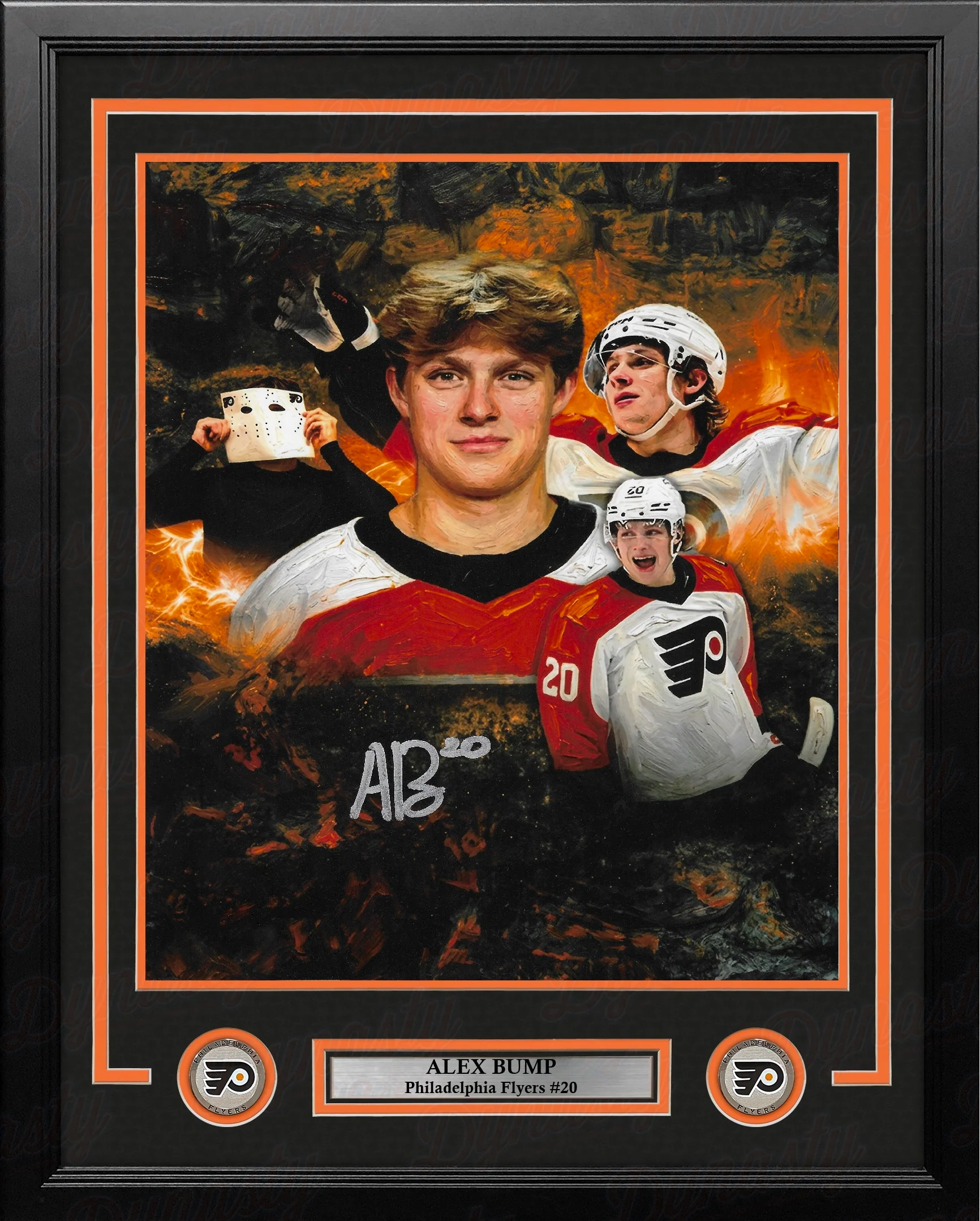 Alex Bump Philadelphia Flyers Autographed 11" x 14" Framed Collage Hockey Photo (Silver)