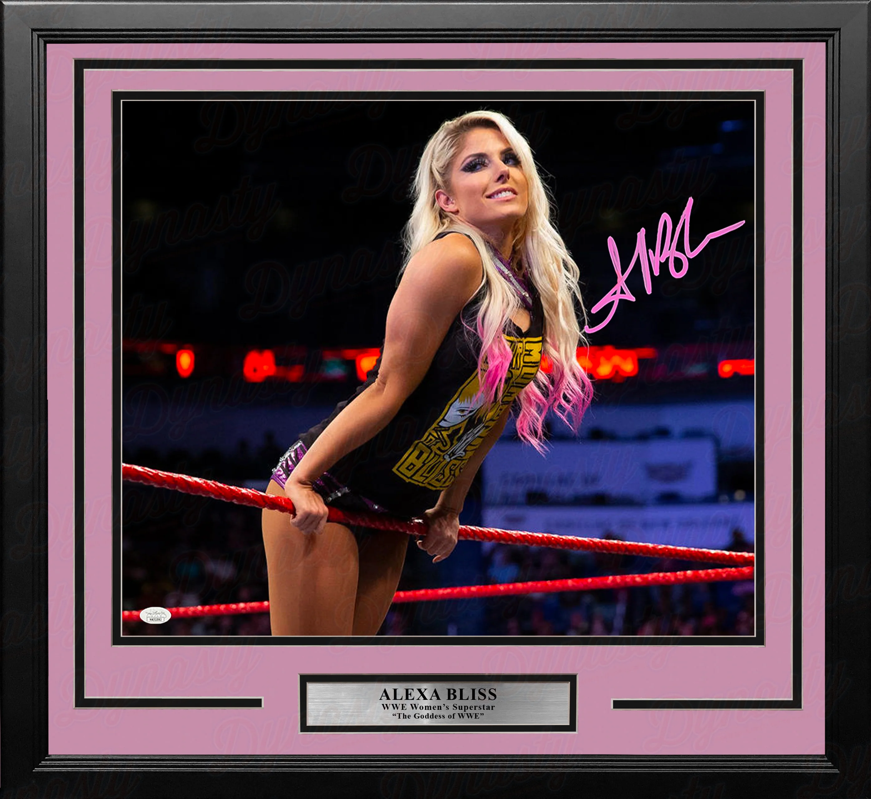 Alexa Bliss Hanging on the Ropes Autographed Framed WWE Wrestling Photo - Image 2