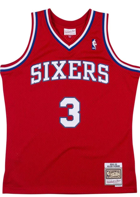 Allen Iverson Philadelphia 76ers Mitchell & Ness 2002-03 Hardwood Classics Swingman Jersey - Red - Image 2