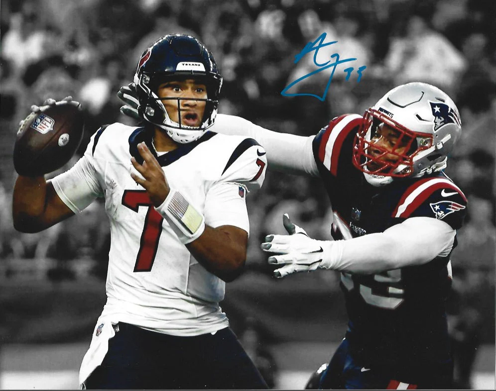 Anfernee Jennings New England Patriots Autographed Texans Sack 8" x 10" Football Photo