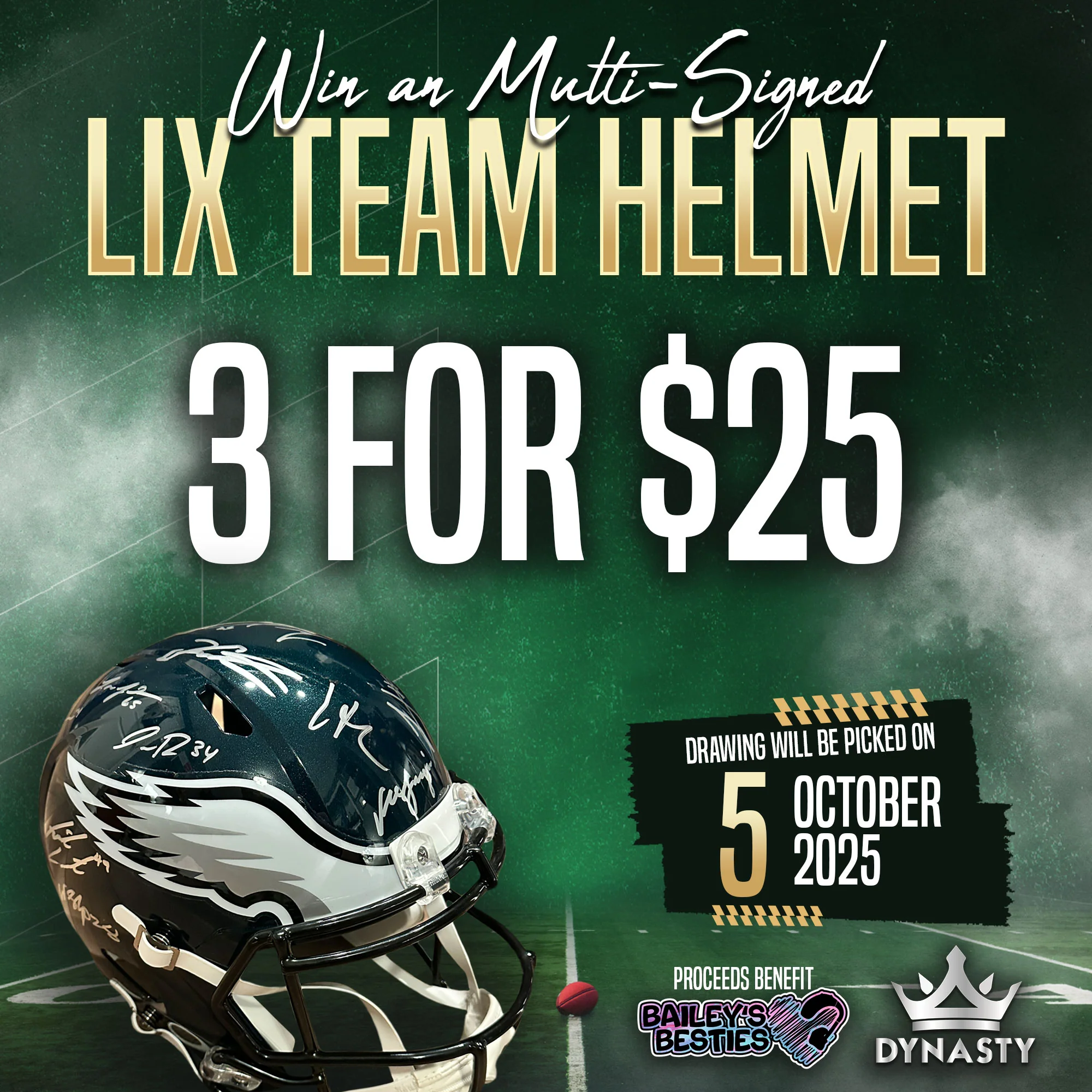 Bailey's Besties Multi-Signed LIX Team Helmet Fundraiser Raffle - Image 2