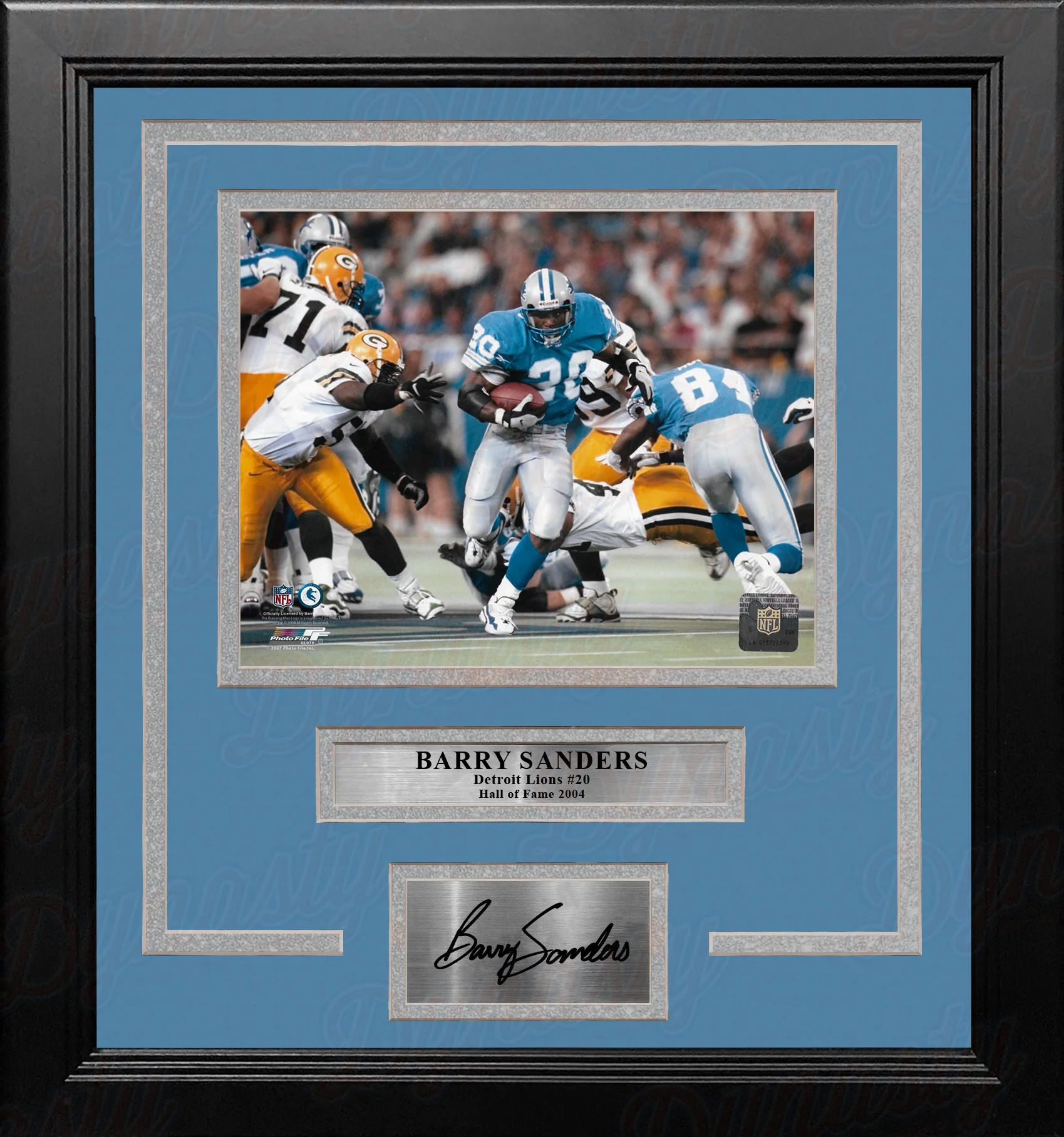 Barry Sanders v. Packers Detroit Lions 8" x 10" Framed Football Photo with Engraved Autograph - Image 2