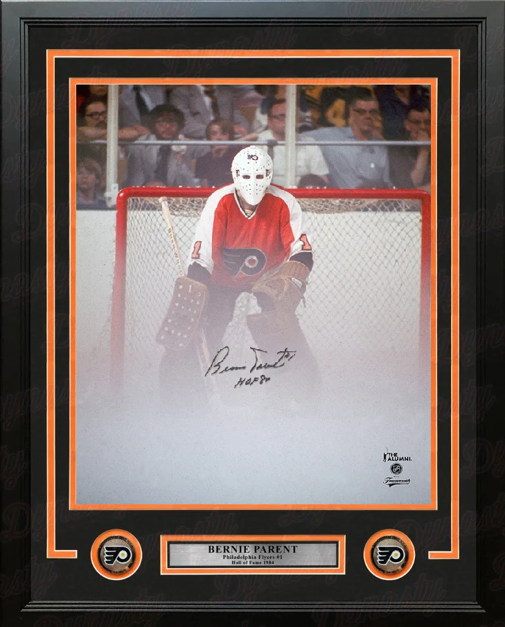 Bernie Parent Fog Game Philadelphia Flyers Autographed 16" x 20" Framed Hockey Photo - Hall of Fame