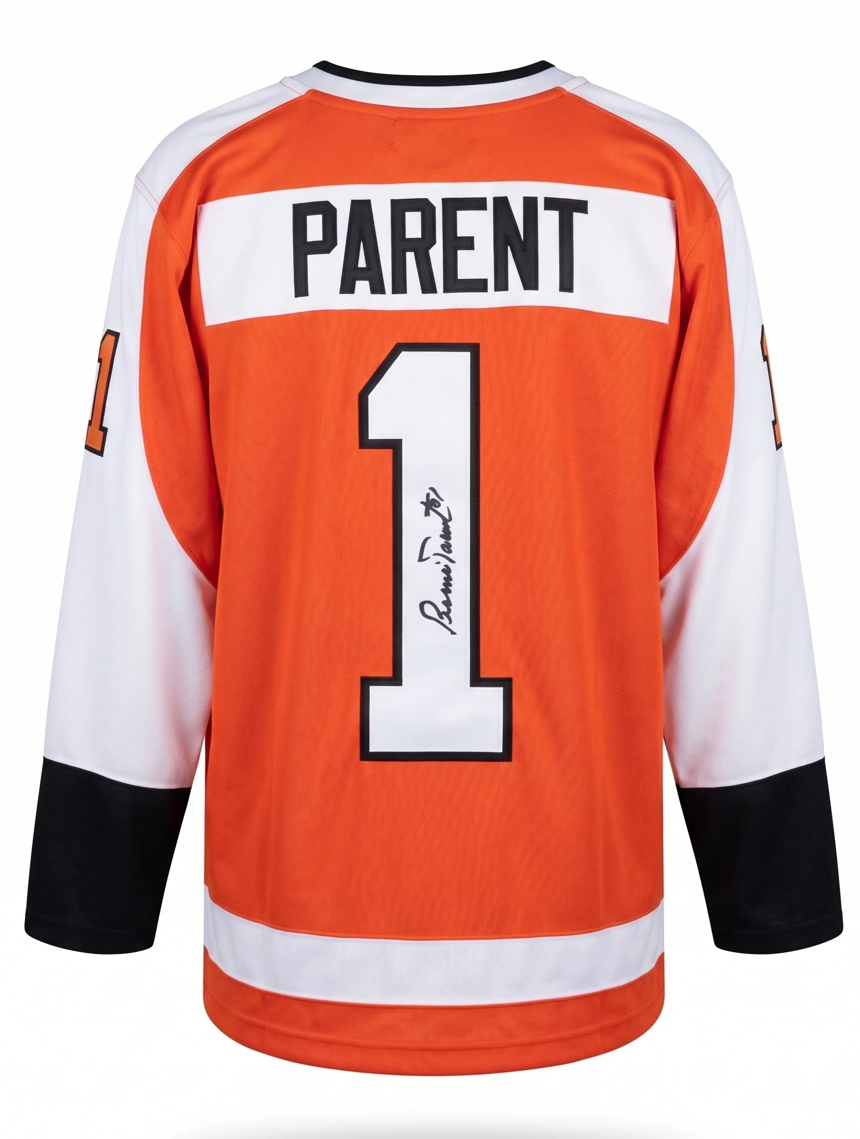 Bernie Parent Philadelphia Flyers Autographed Orange Hockey Jersey