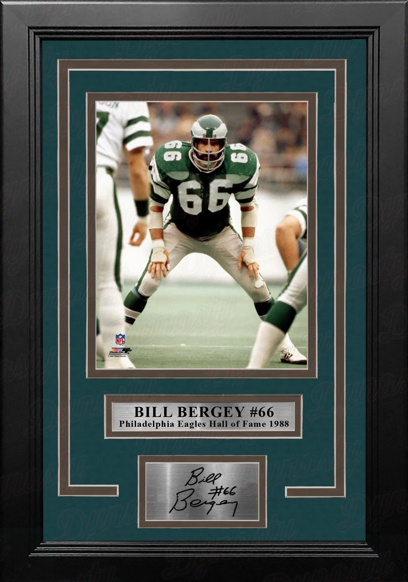 Bill Bergey in Action Philadelphia Eagles 8" x 10" Framed Football Photo with Engraved Autograph - Image 2