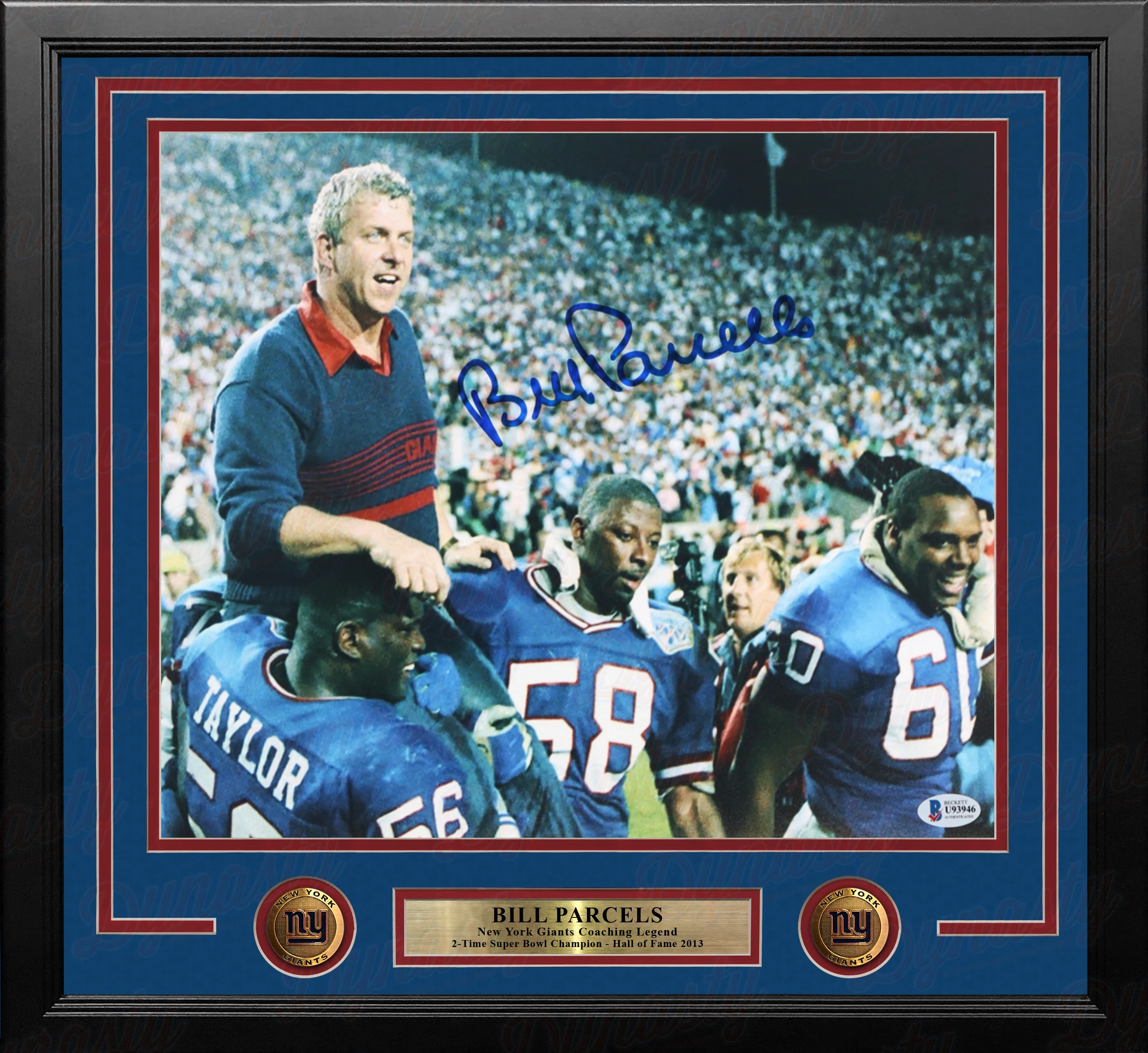 Bill Parcells Carry Off New York Giants Autographed 11x14 Framed Photo - Beckett Authenticated