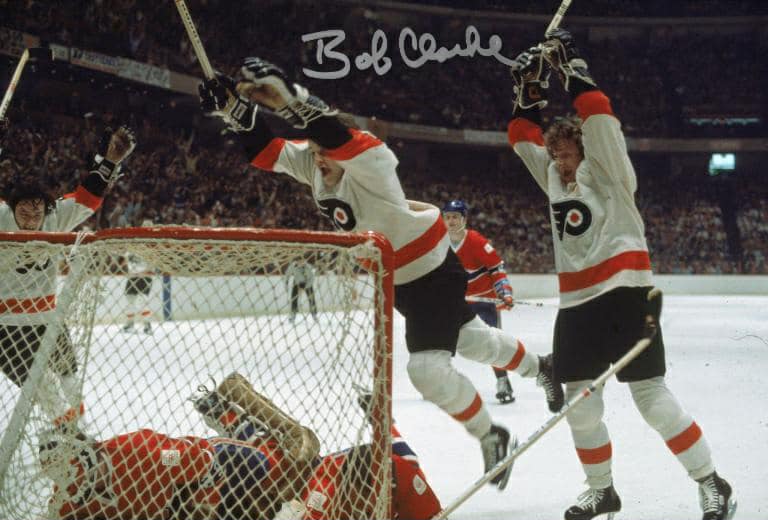 Bob Clarke LCB Line Goal Philadelphia Flyers Autographed 11" x 14" Hockey Photo
