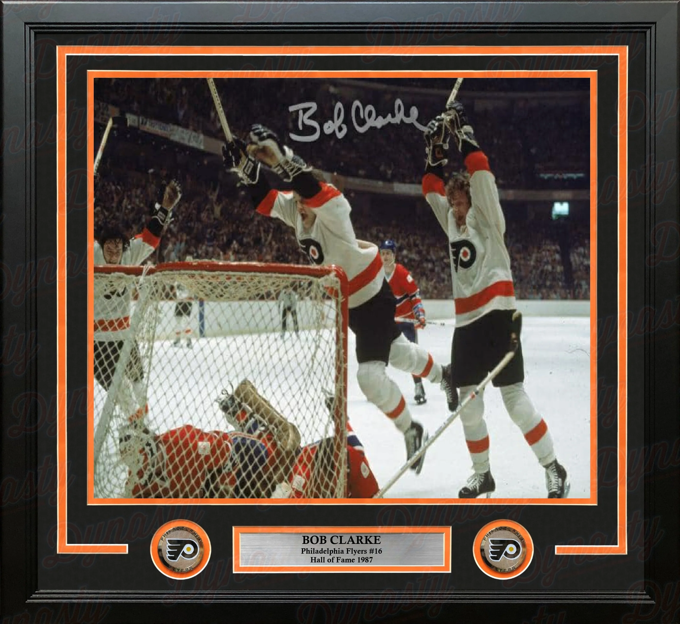 Bob Clarke Philadelphia Flyers LCB Line Dive Autographed 11"x14" Framed Photo