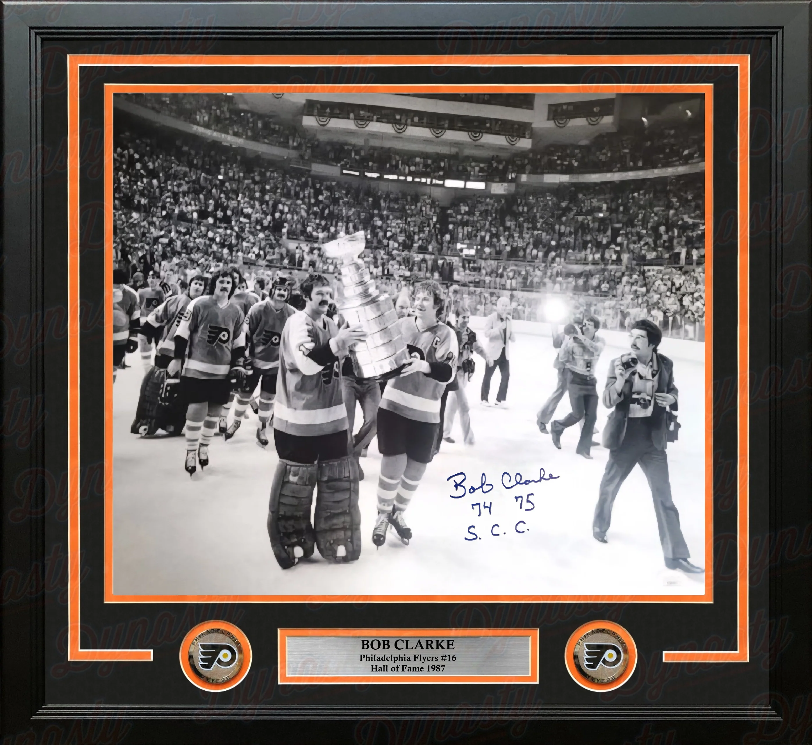 Bob Clarke Stanley Cup Celebration Philadelphia Flyers Autographed 16" x 20" Framed Photo: SC Champs