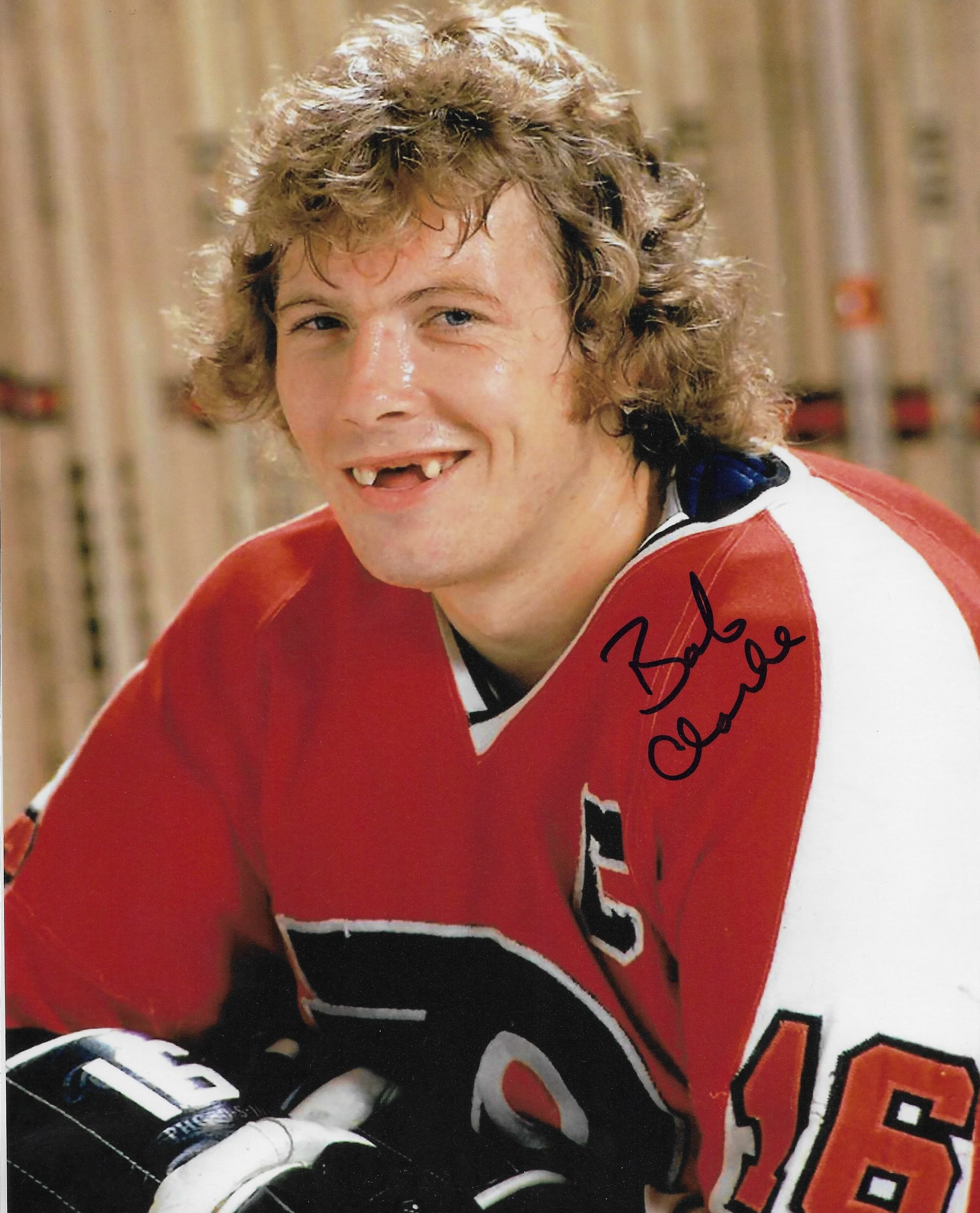 Bob Clarke Toothless Smile Philadelphia Flyers Autographed 8" x 10" Hockey Photo