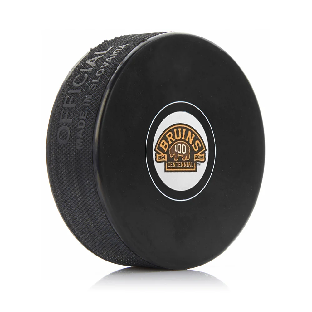 Boston Bruins 100th Anniversary Autograph Model Logo Hockey Puck
