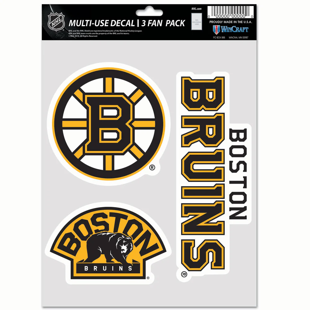 Boston Bruins 3-Piece Fan Multi Use Decal Set