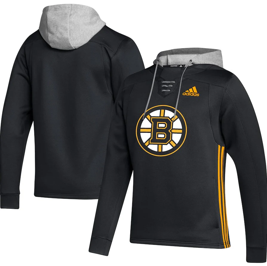 Boston Bruins Adidas Skate Lace Primeblue Team Pullover Hoodie - Black