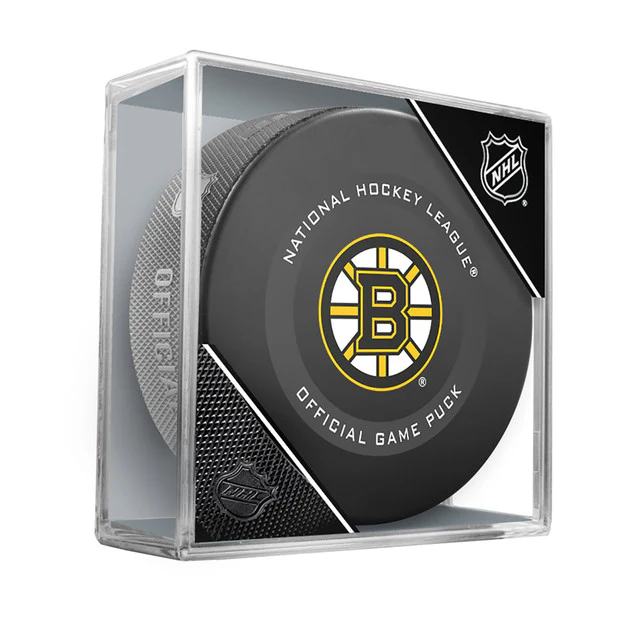 Boston Bruins Autograph Official Game Hockey Puck with Case