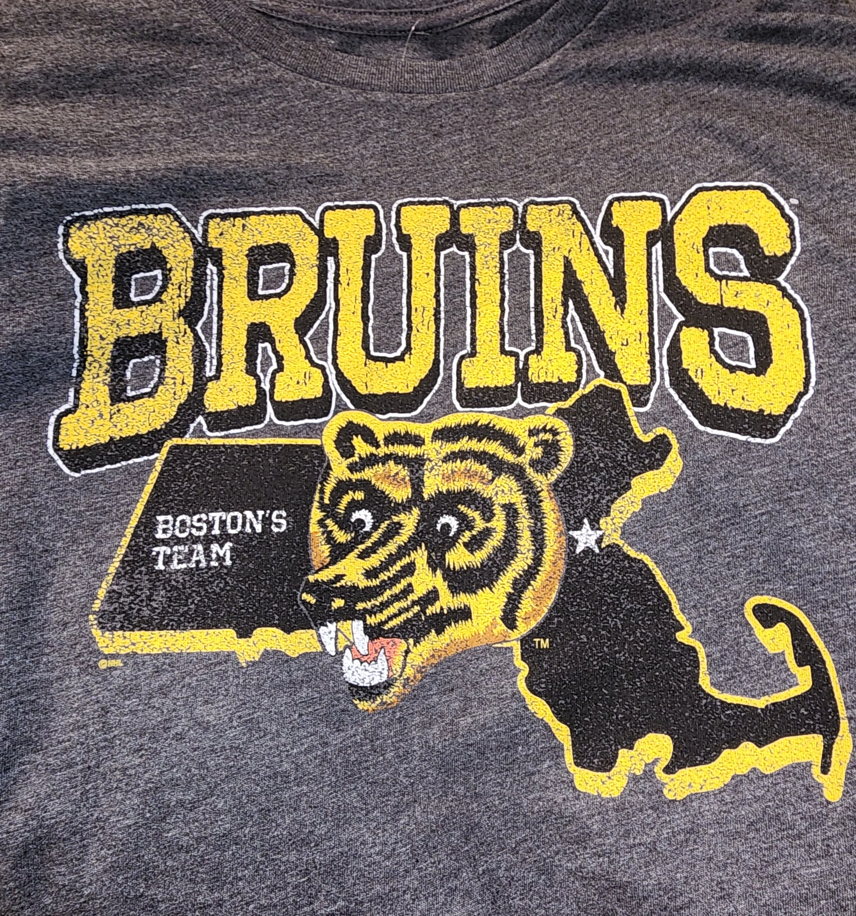 Boston Bruins Centennial Massachusetts Team Vintage Tri-Blend Shirt - Image 2