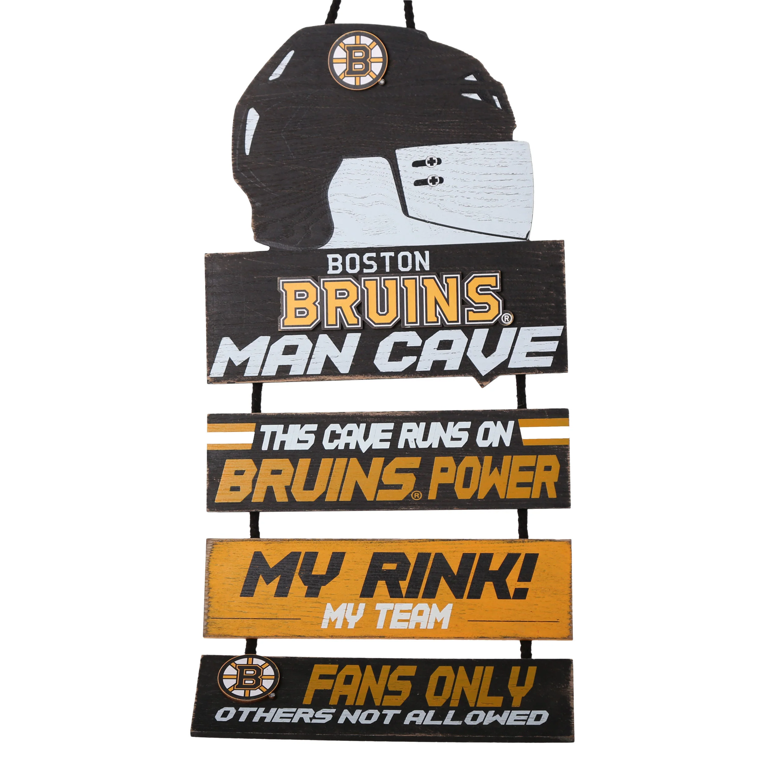 Boston Bruins Wooden Helmet Man Cave Dangle Sign