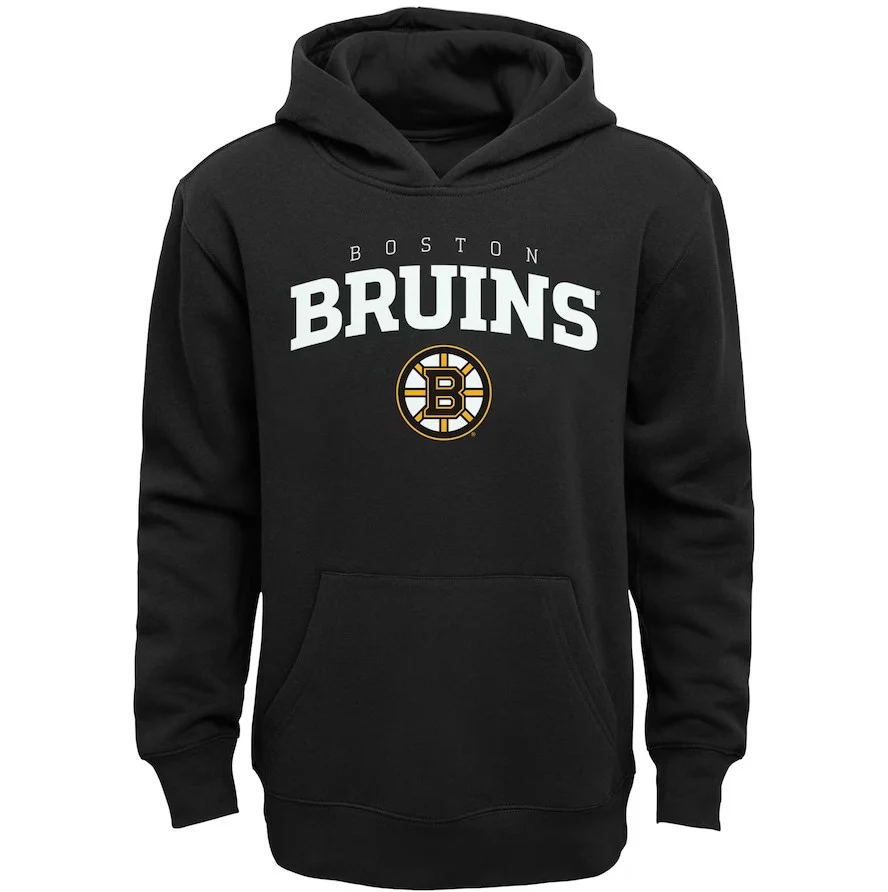 Boston Bruins Youth Team Lock Up Pullover Hoodie - Black