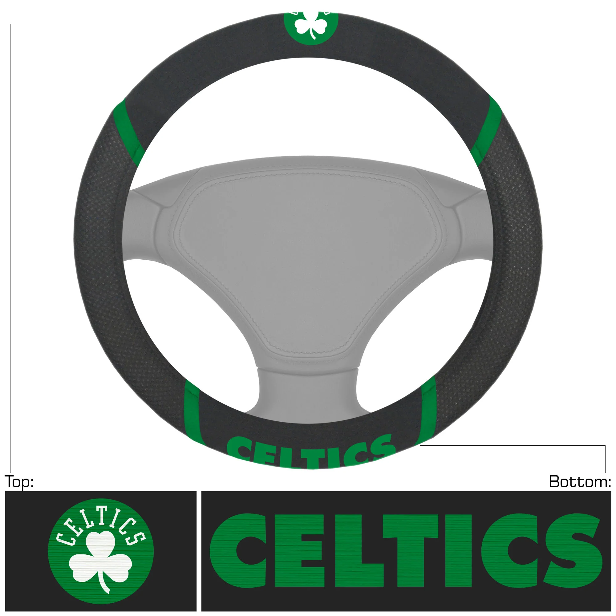 Boston Celtics Deluxe Basketball Steering Wheel Cover