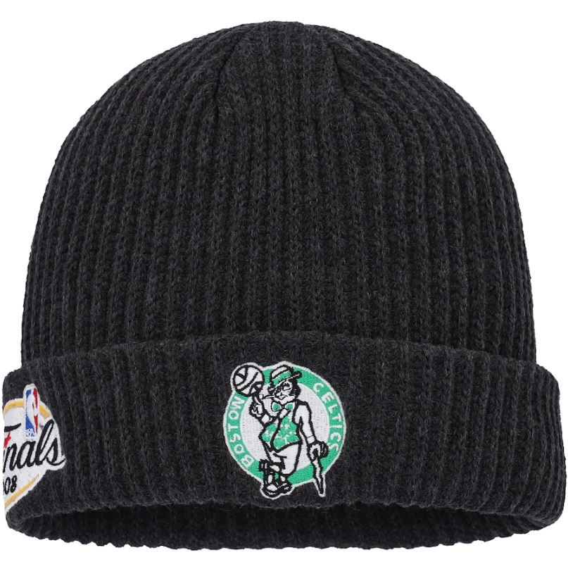 Boston Celtics Mitchell & Ness Black Hardwood Classics 2008 NBA Finals Short Stuff Cuffed Knit Hat