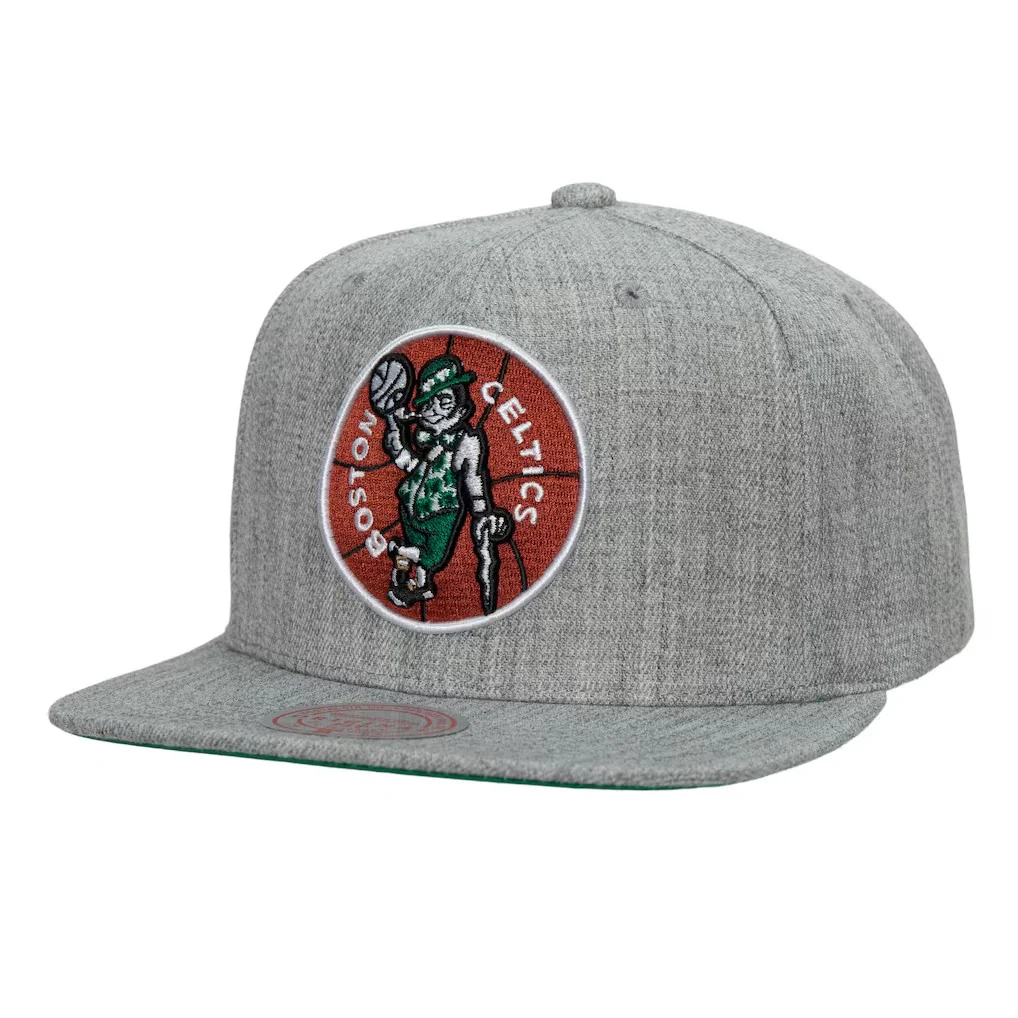 Boston Celtics Mitchell & Ness Hardwood Classics 2.0 Snapback Hat - Heather Gray