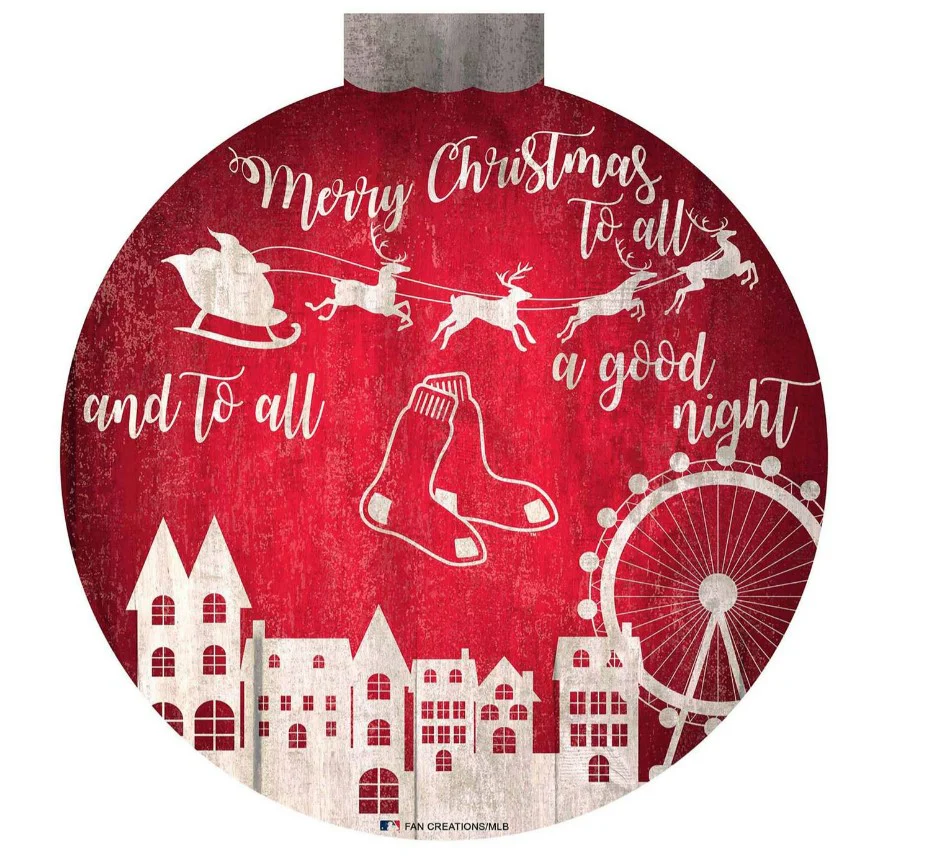 Boston Red Sox 12" Christmas Village Wall Art Wood Sign