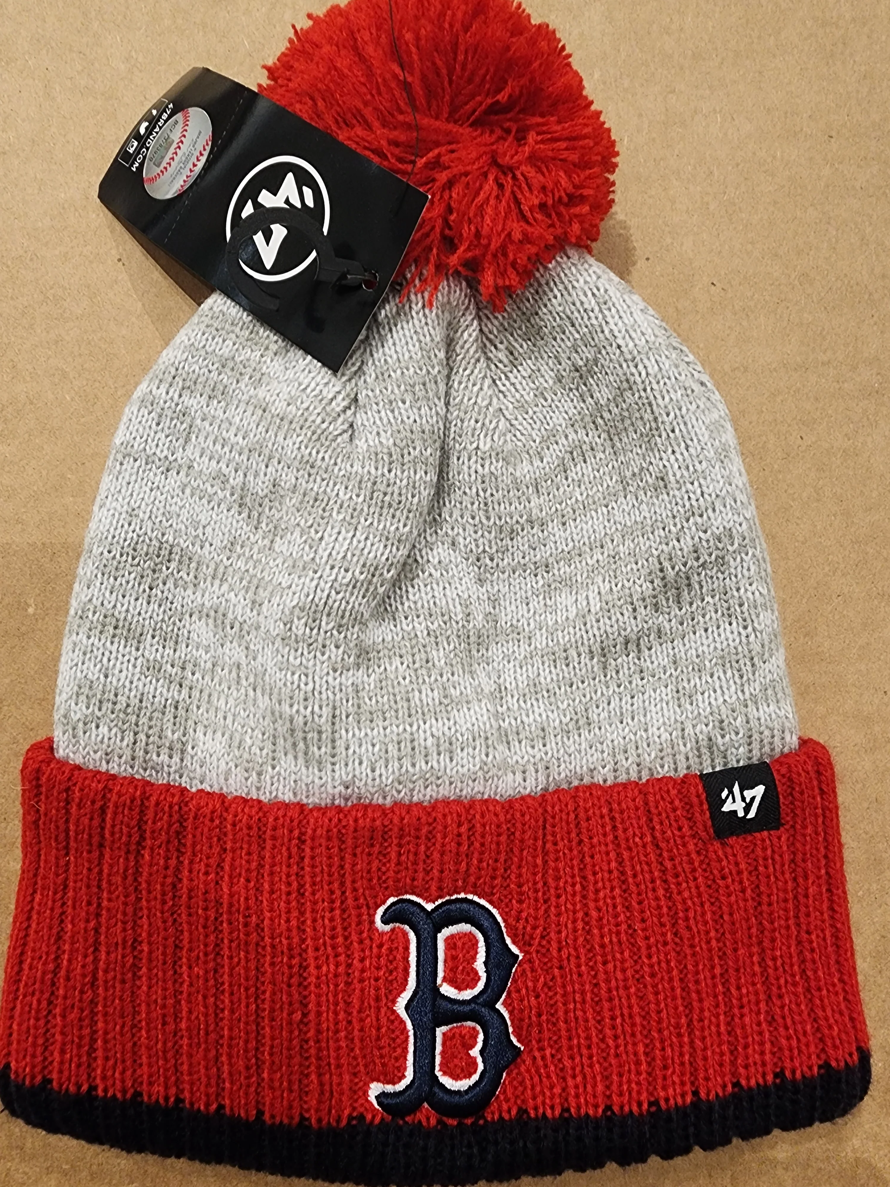Boston Red Sox '47 Brand Red & Navy Winter Knit Pom Hat