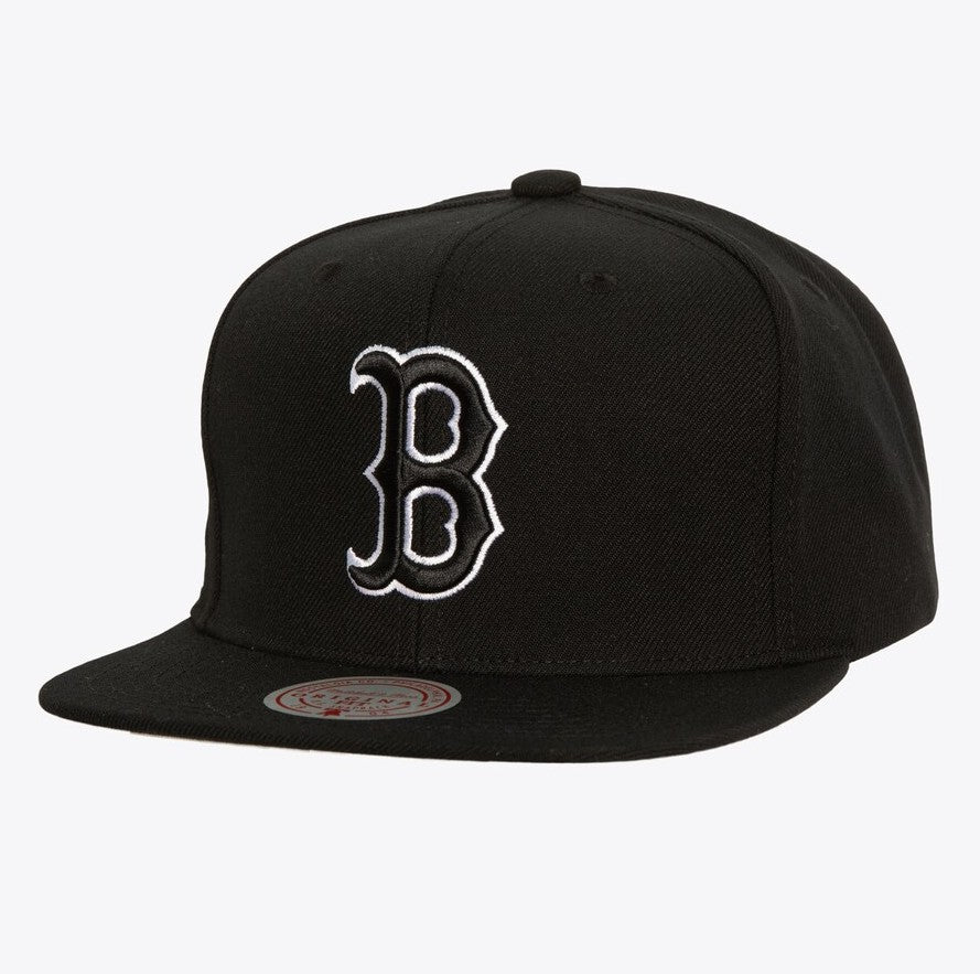 Boston Red Sox Mitchell & Ness Evergreen OG Snapback Hat - Black & White