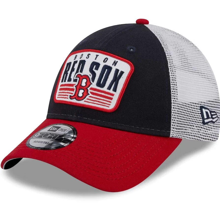 Boston Red Sox New Era Youth Patch Trucker 9FORTY Snapback Hat - Navy