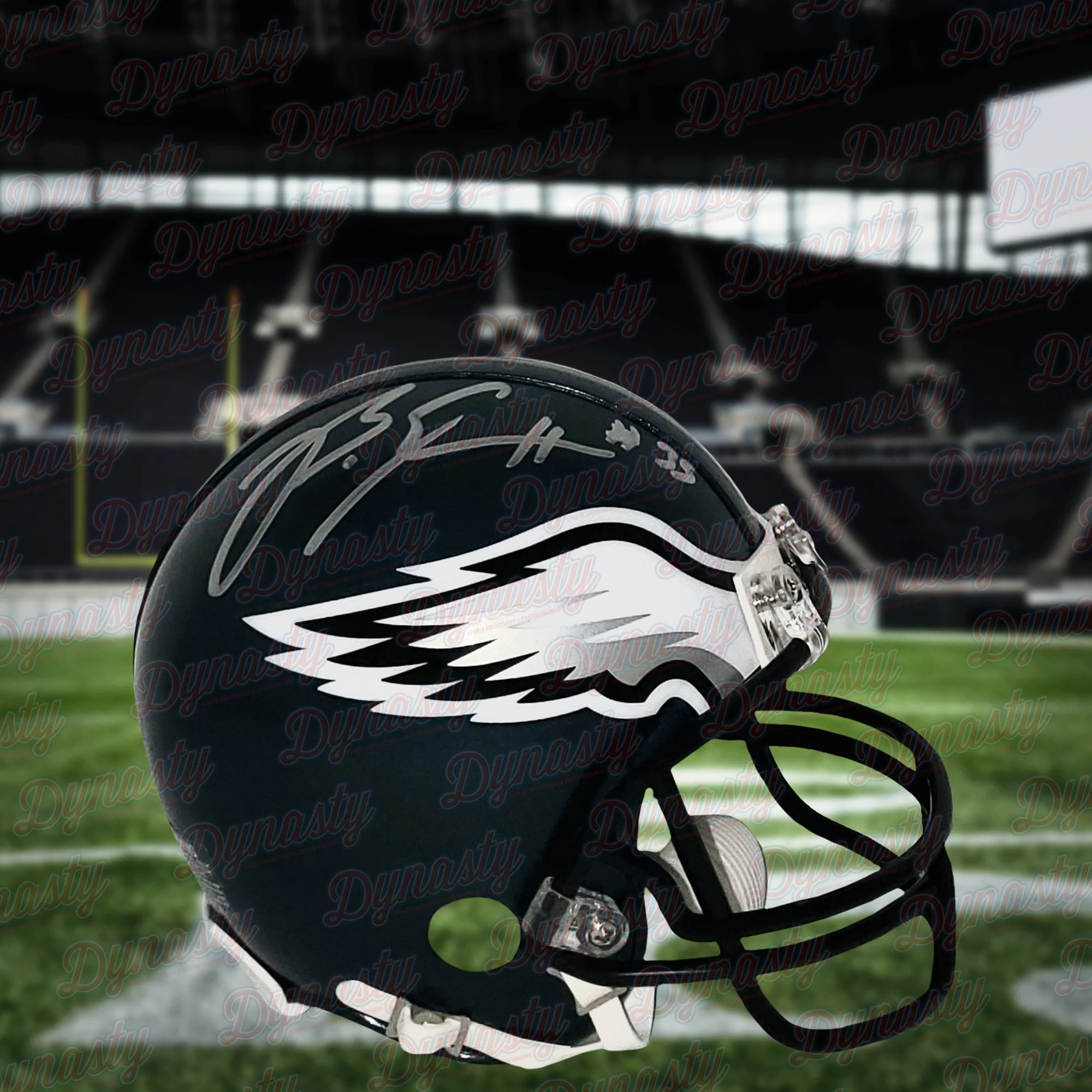 Boston Scott Philadelphia Eagles Autographed Football Mini-Helmet - Dynasty Sports Authenticated