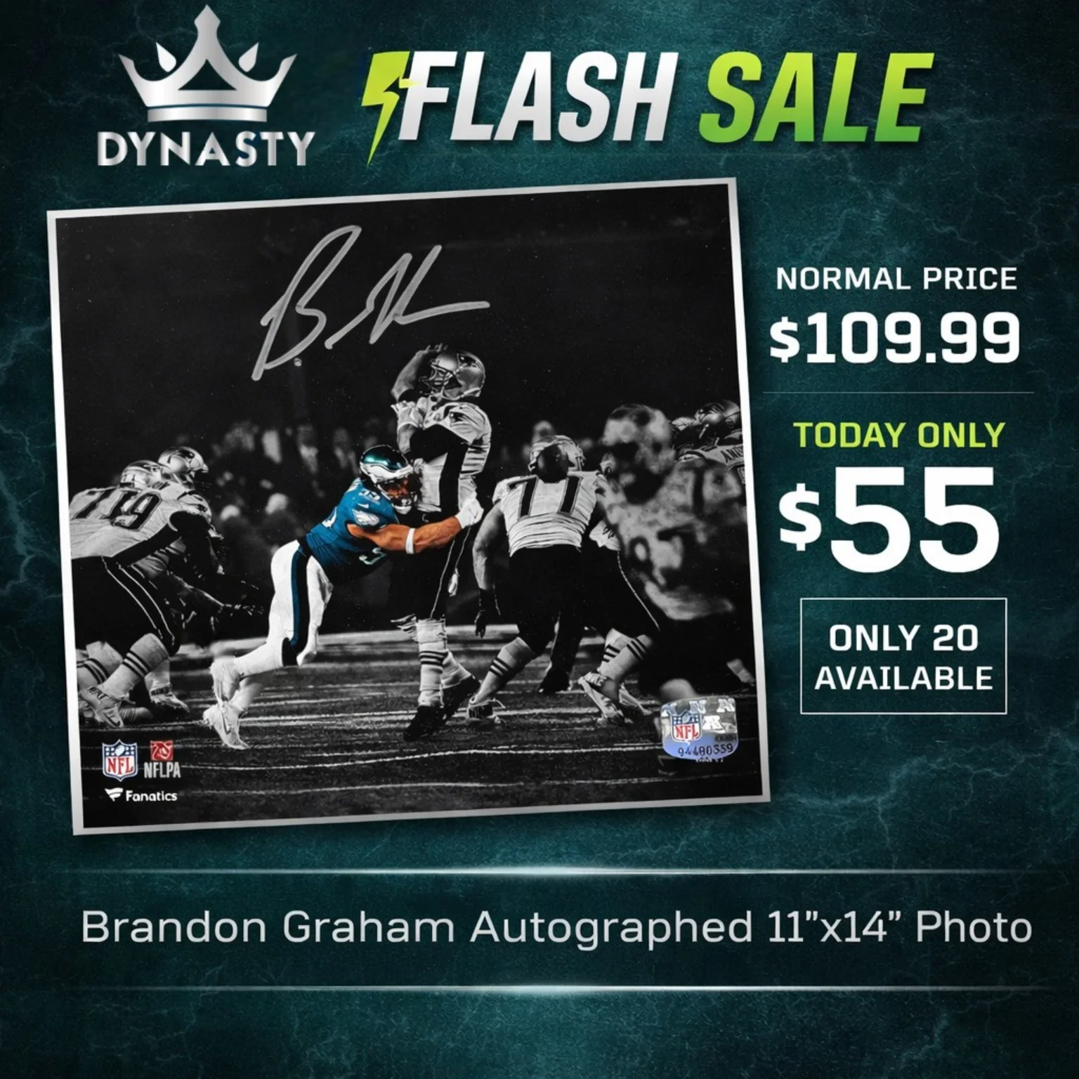 Brandon Graham Strip-Sack Philadelphia Eagles Autographed 11" x 14" Blackout Football Photo