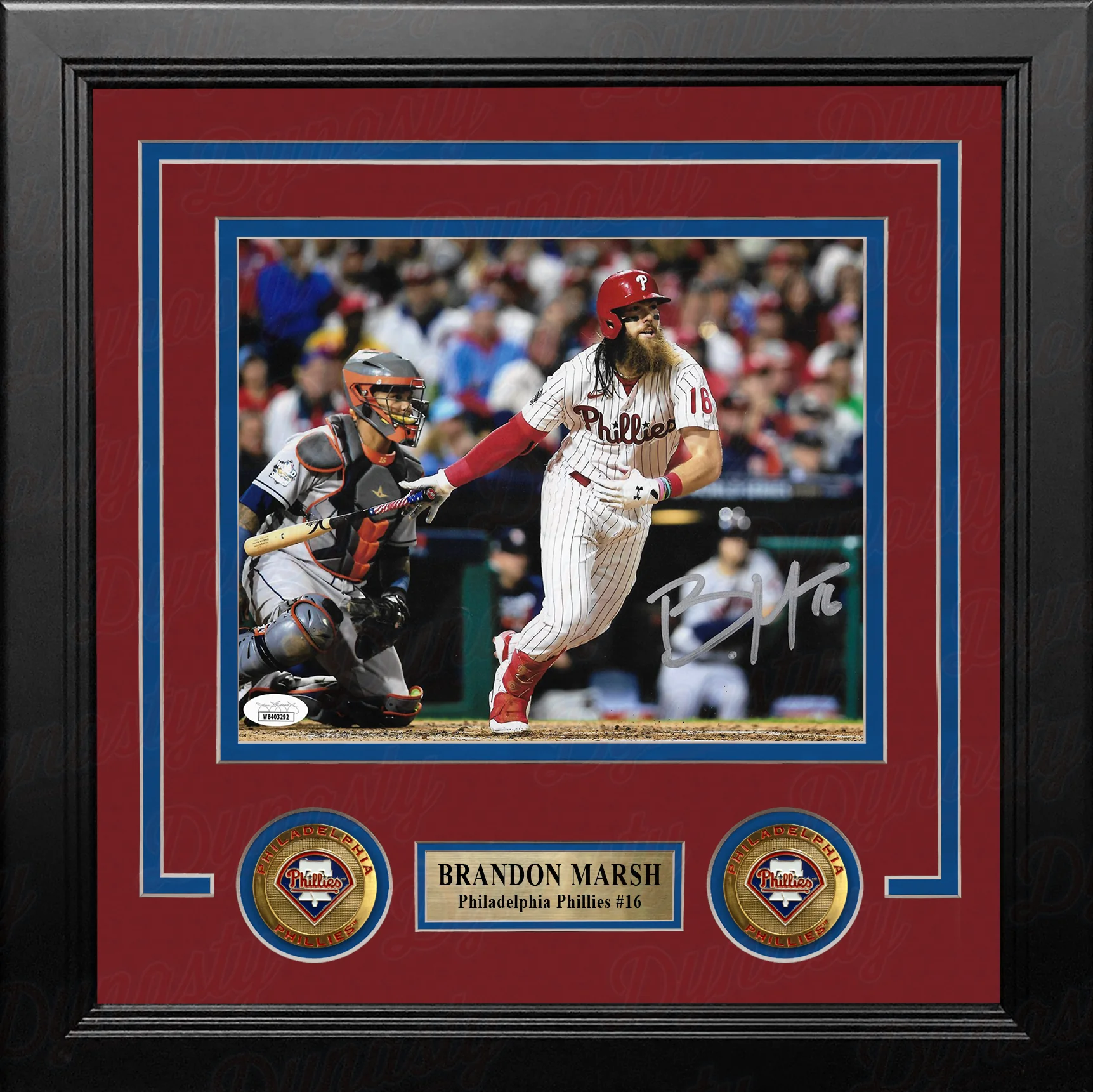 Brandon Marsh in Action Autographed Philadelphia Phillies 8" x 10" Framed Baseball Photo - Image 2