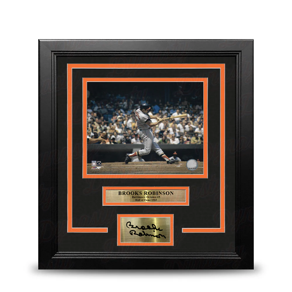 Brooks Robinson Batting Action Baltimore Orioles 8" x 10" Framed Baseball Photo with Engraved Autograph