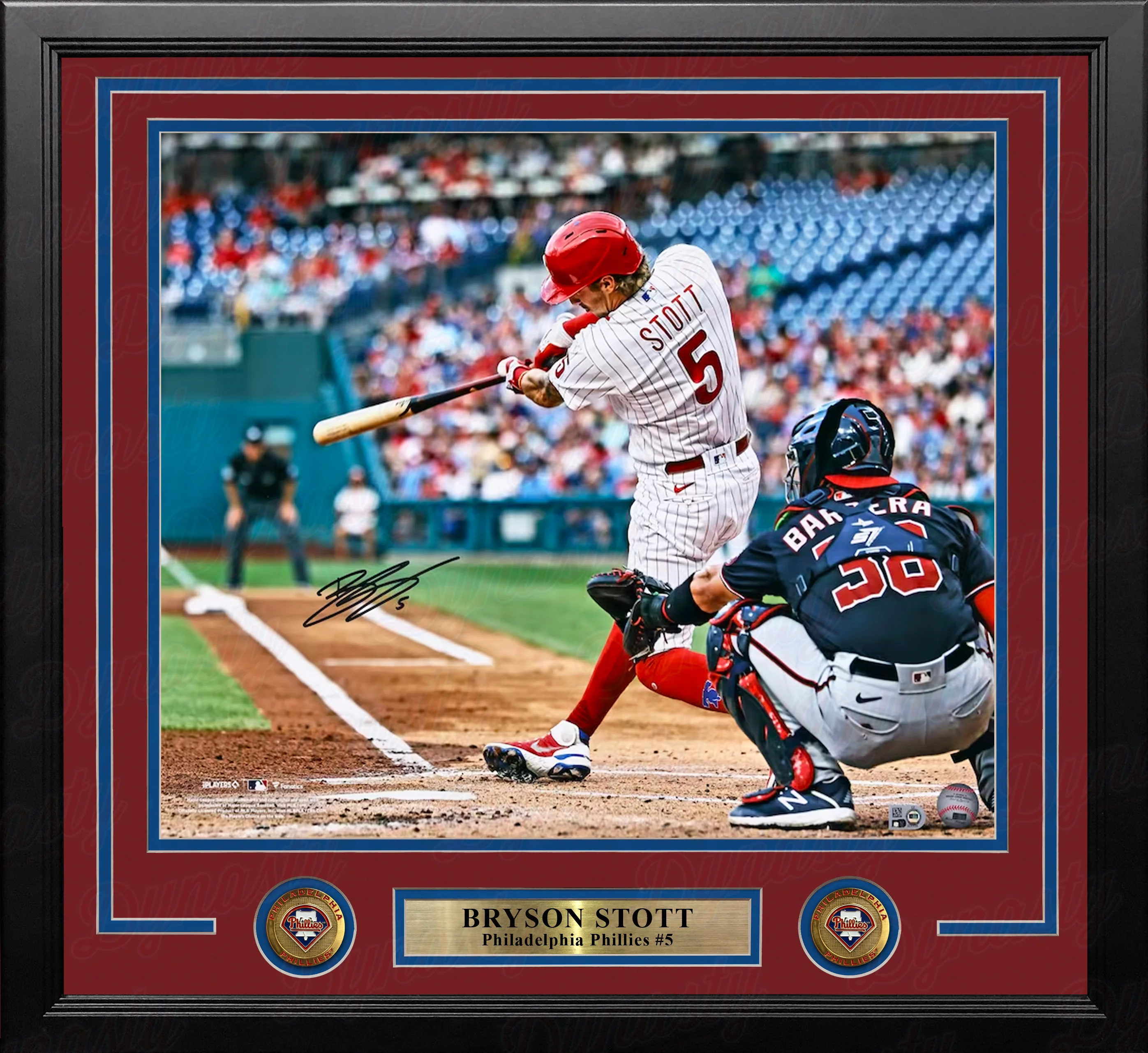 Bryson Stott Home Run Swing Philadelphia Phillies Autographed 16" x 20" Framed Baseball Photo