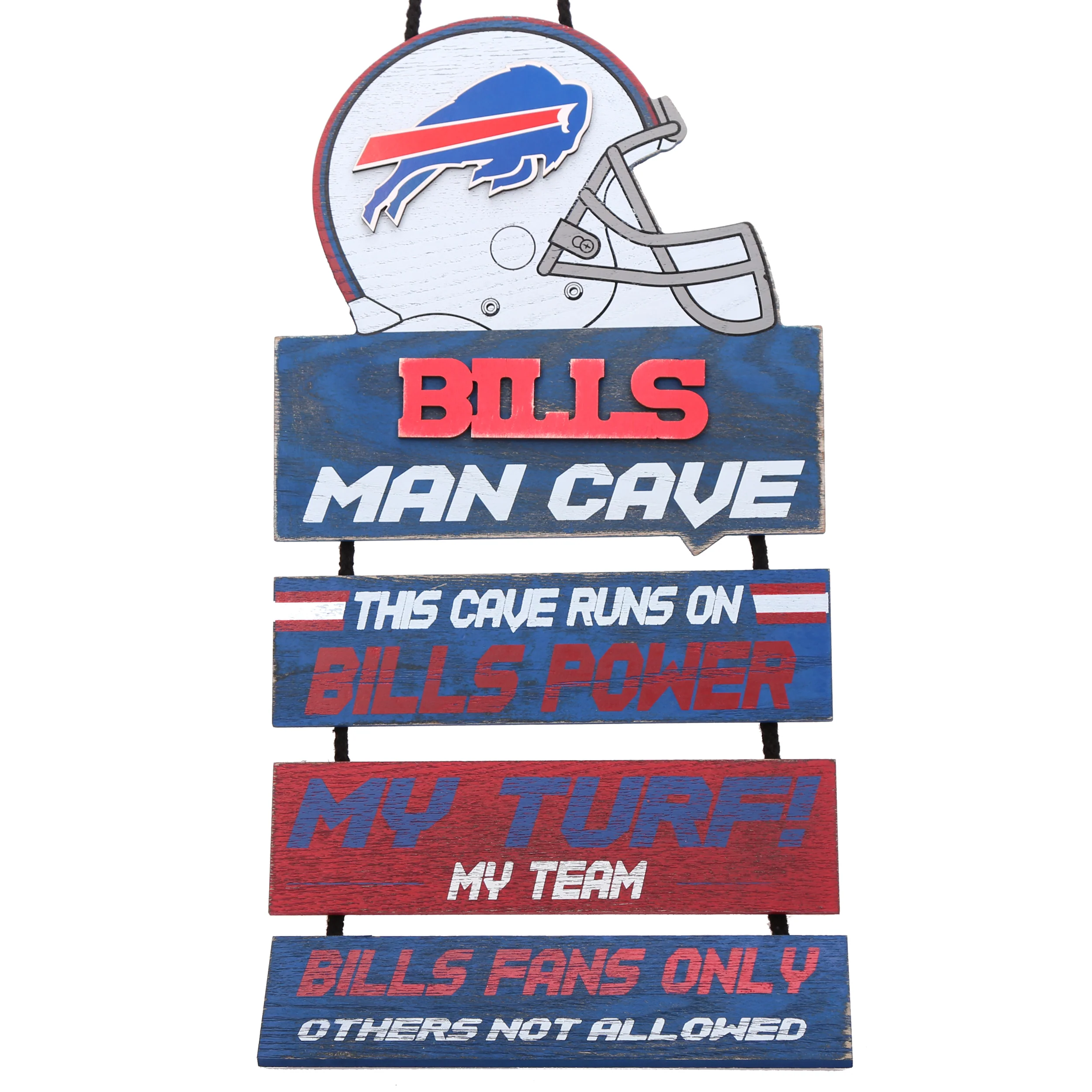 Buffalo Bills Wooden Helmet Man Cave Dangle Sign