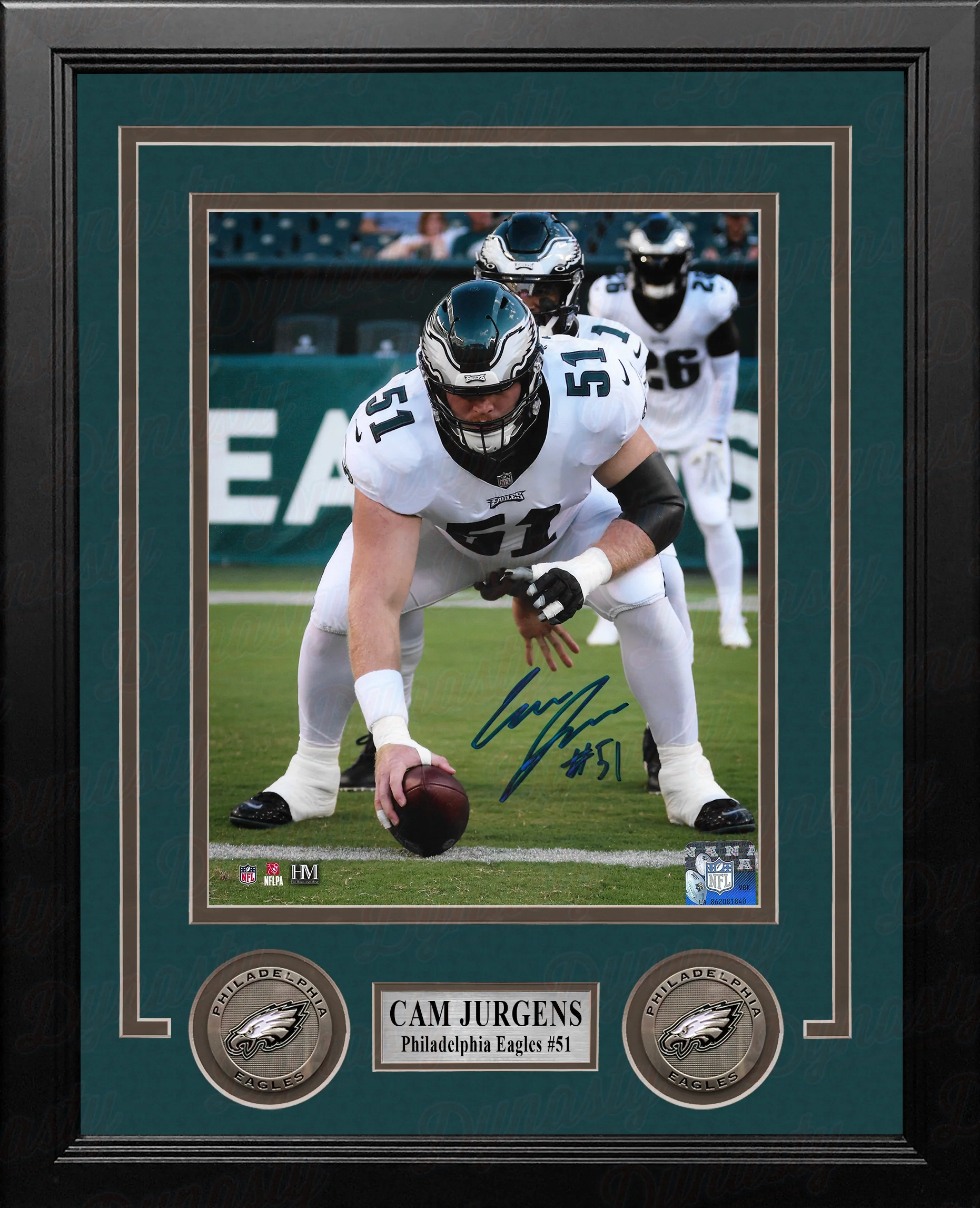 Cam Jurgens in Action Philadelphia Eagles Autographed 8" x 10" Framed Football Photo