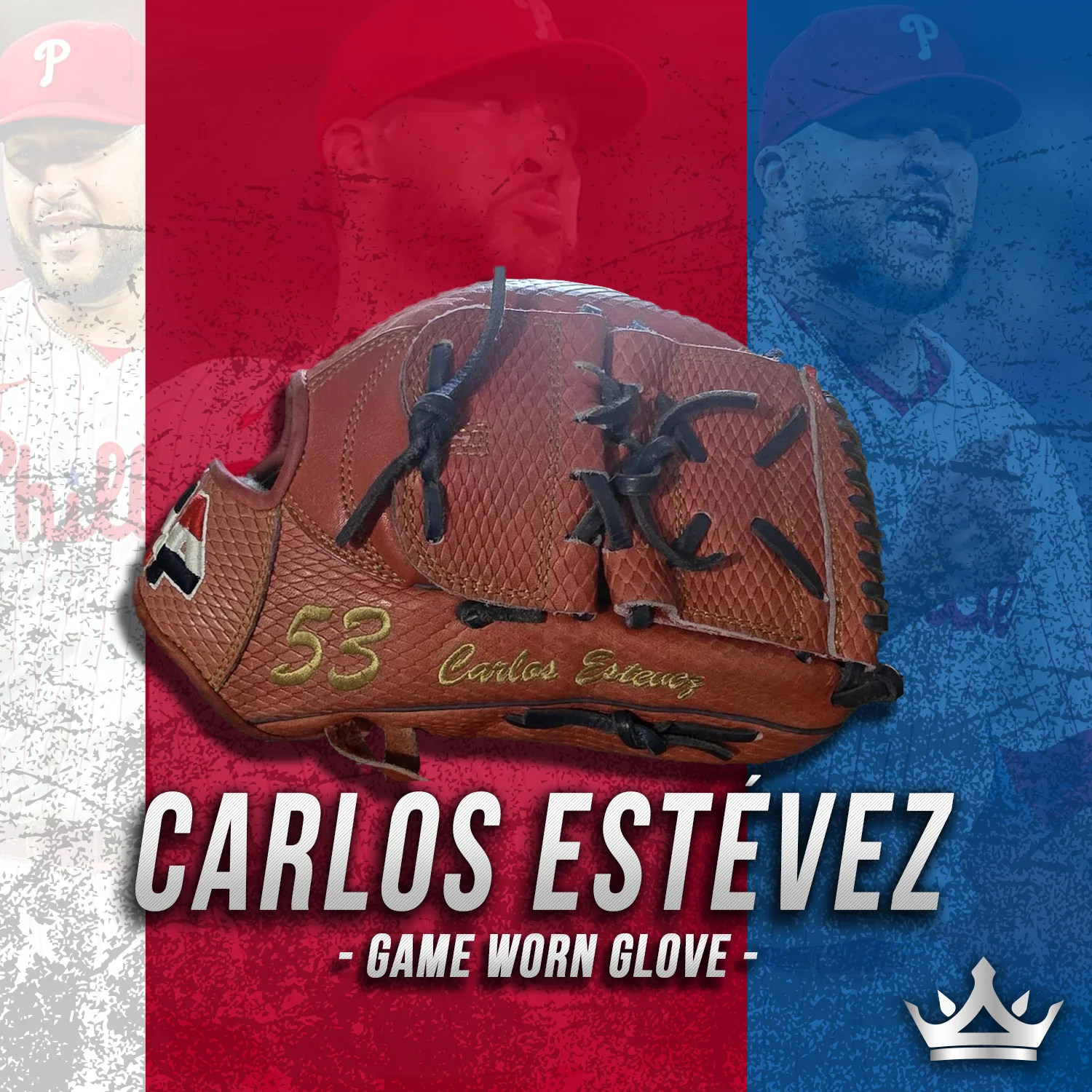 Carlos Estévez Philadelphia Phillies 2024 Game-Used Dark Red Pitching Glove