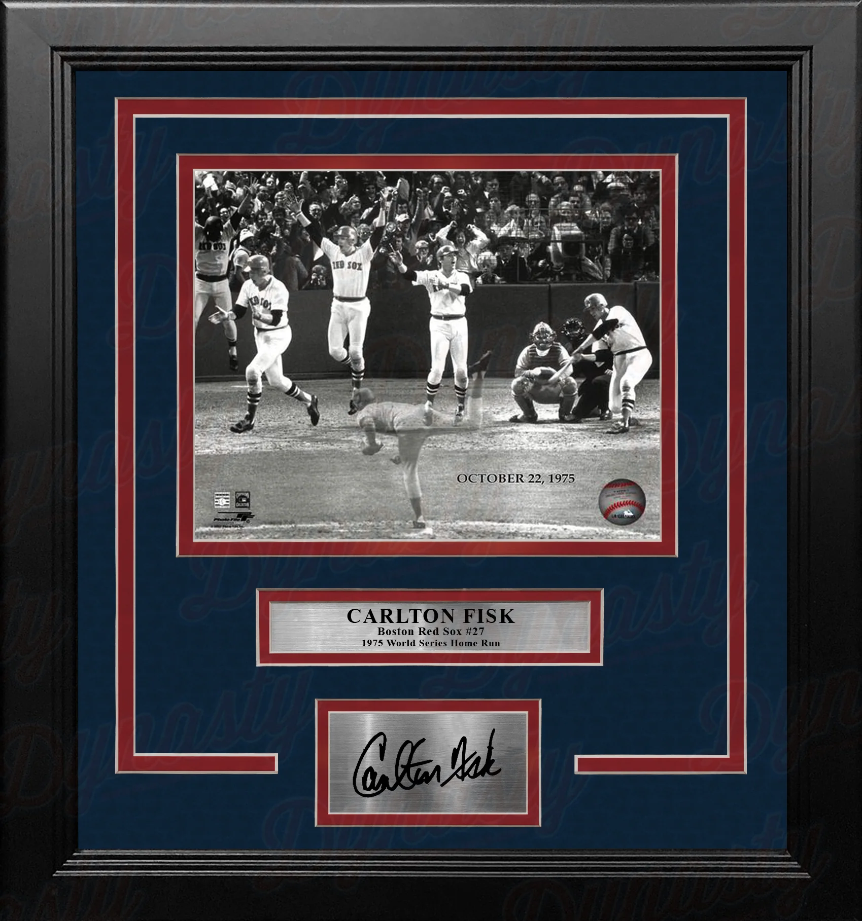 Carlton Fisk World Series Home Run Boston Red Sox 8x10 Framed Baseball Photo with Engraved Autograph