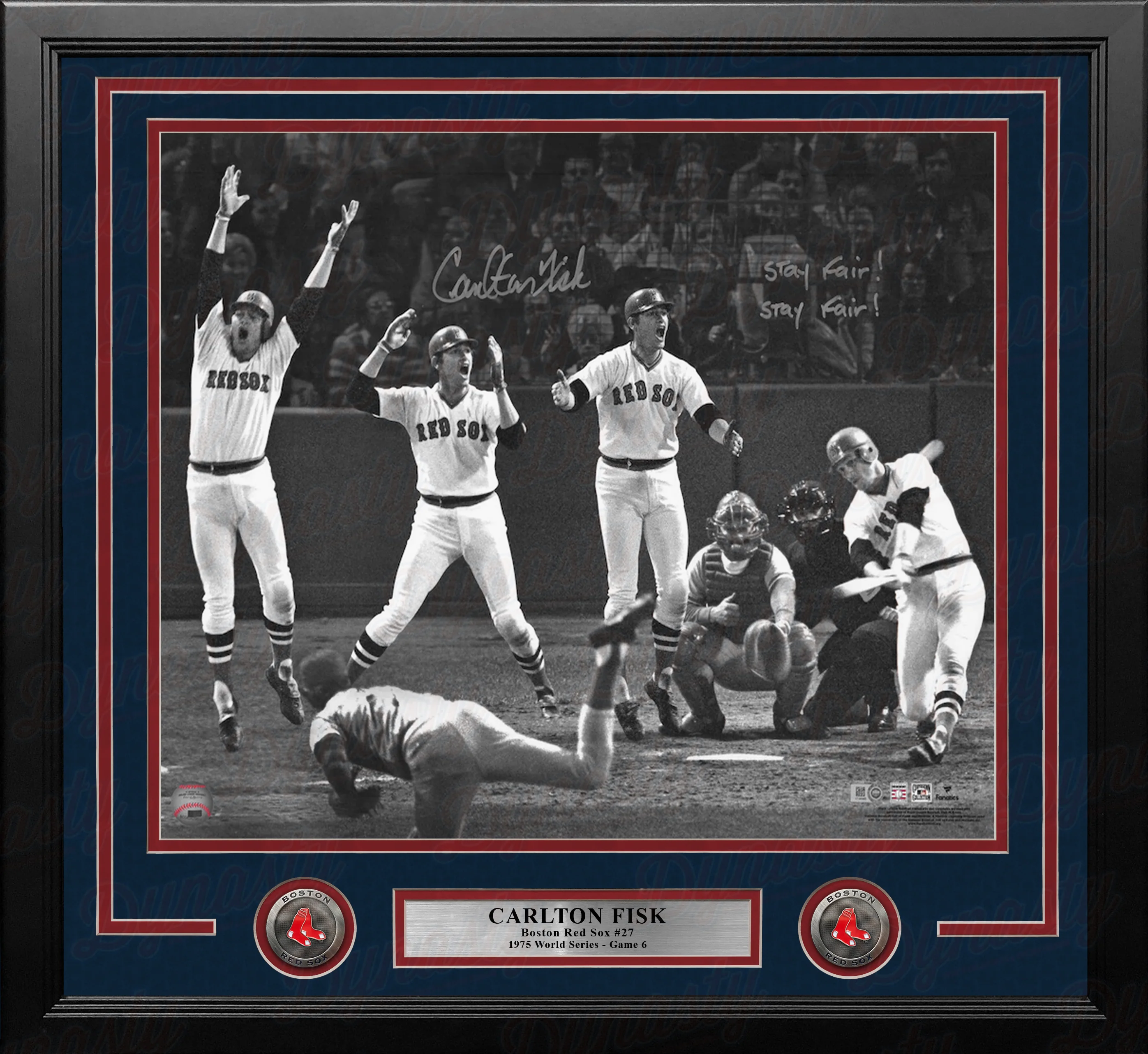 Carlton Fisk World Series Home Run Boston Red Sox Autographed 16x20 Framed Photo Inscribed Stay Fair