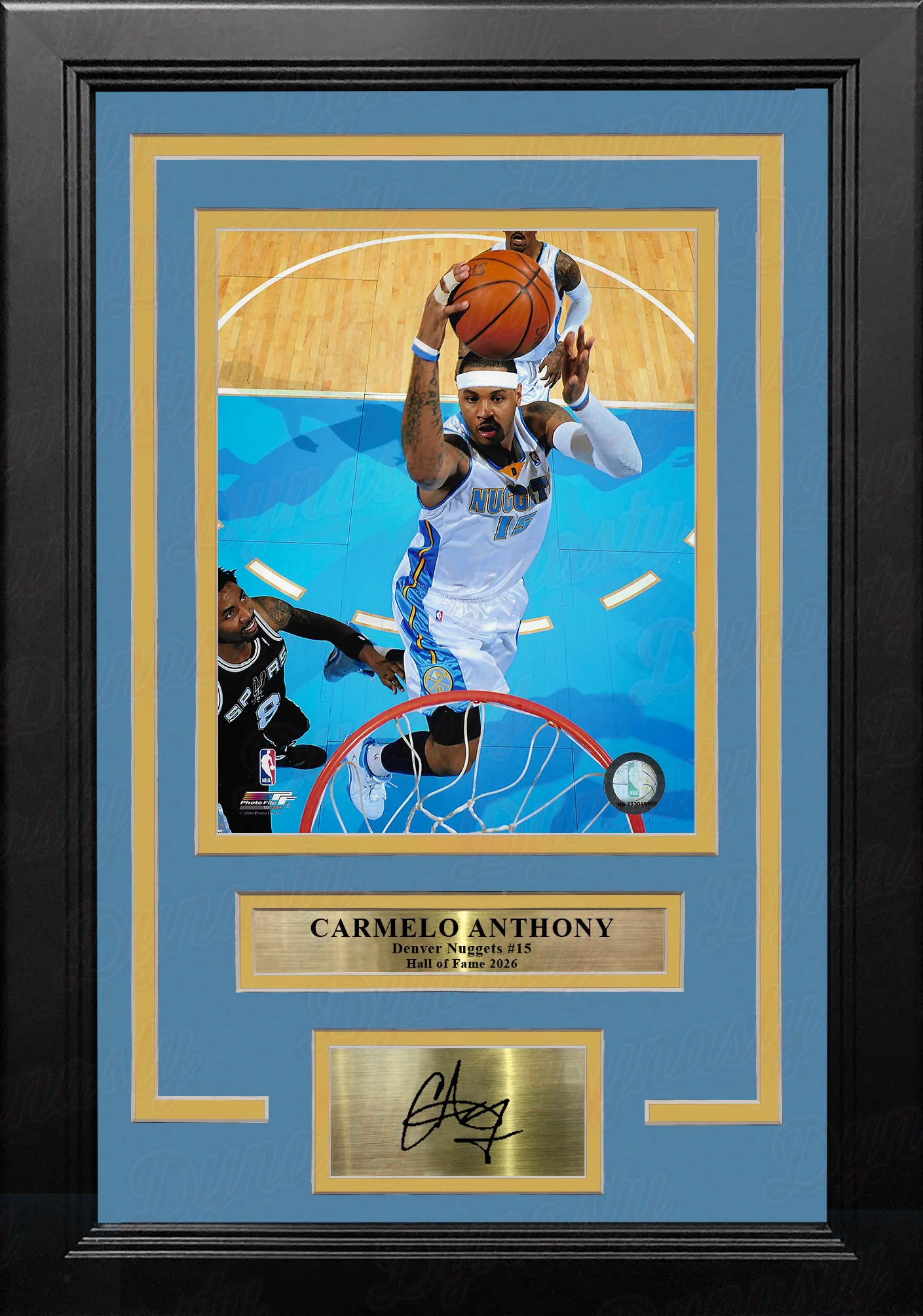 Carmelo Anthony Rim Cam Denver Nuggets 8x10 Framed Basketball Photo with Engraved Autograph - Image 2