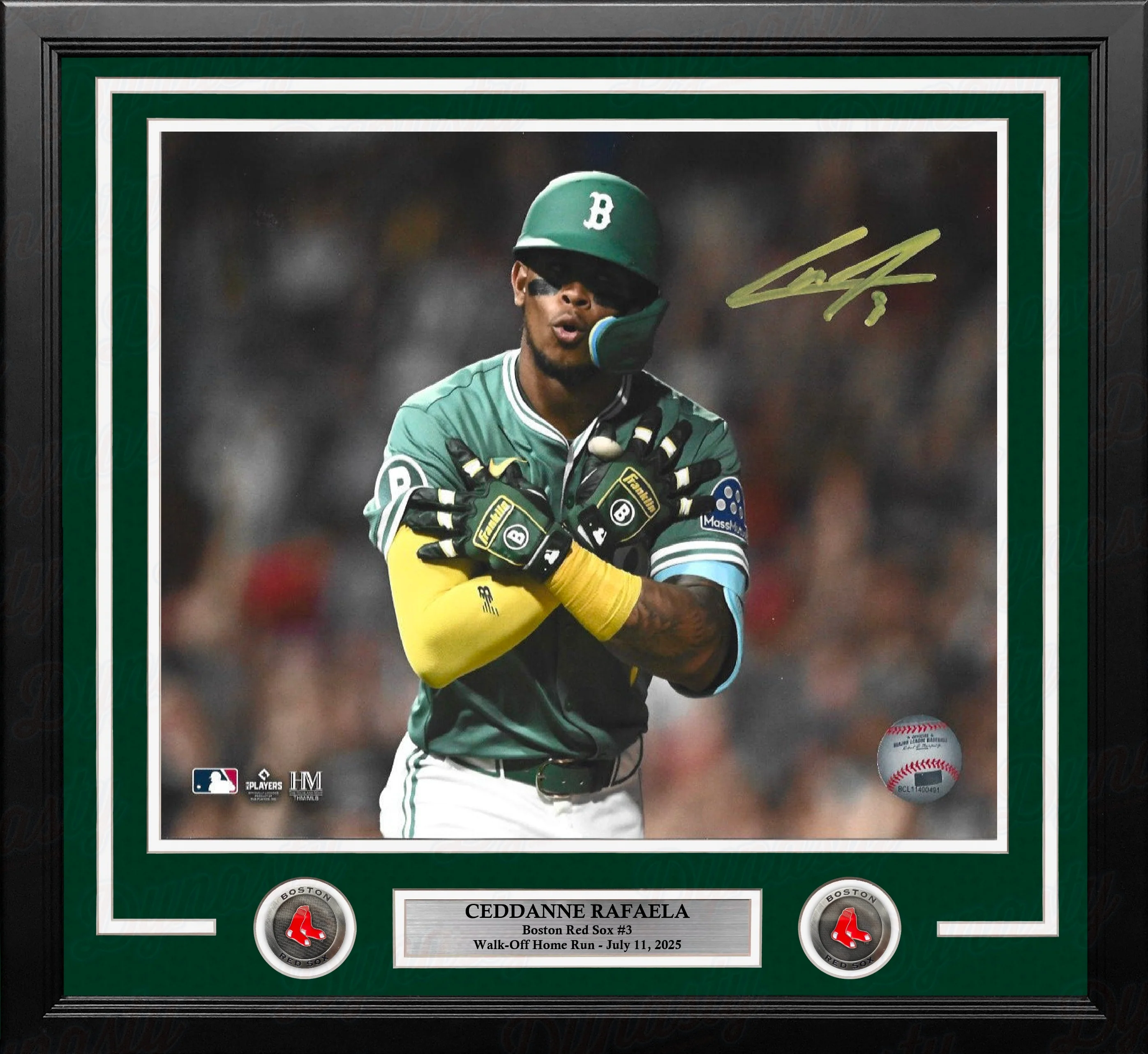 Ceddanne Rafaela Boston Red Sox Walk-Off Celebration Autographed 11" x 14" Framed Baseball Photo