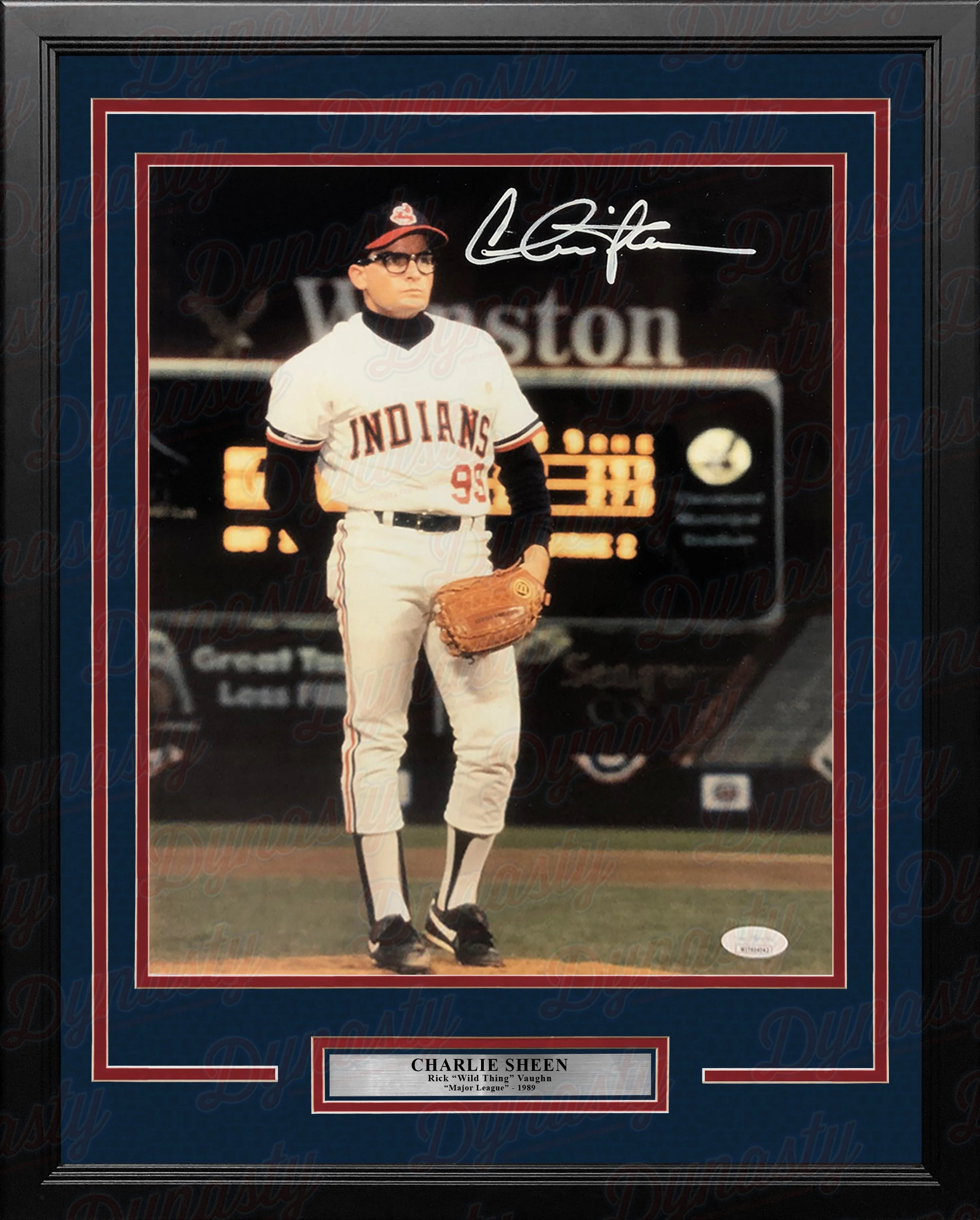 Charlie Sheen Rick Vaughn Major League Autographed 16" x 20" Framed Movie Photo