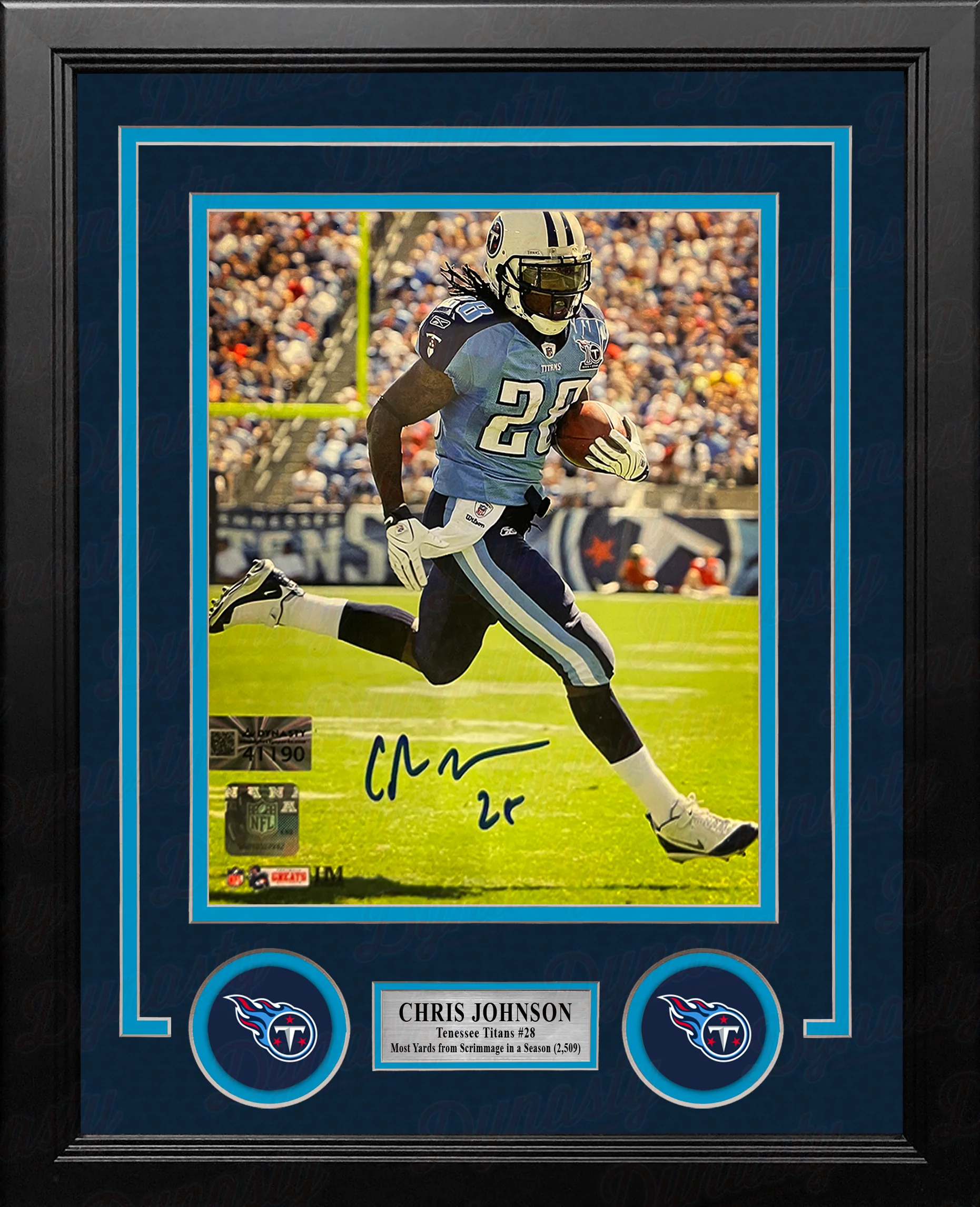 Chris Johnson in Action Tennessee Titans Autographed 8" x 10" Framed Football Photo - Image 2