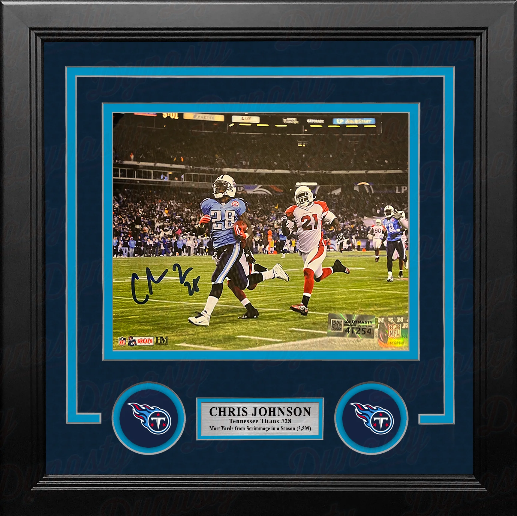 Chris Johnson Sideline Run Tennessee Titans Autographed 8" x 10" Framed Football Photo - Image 2