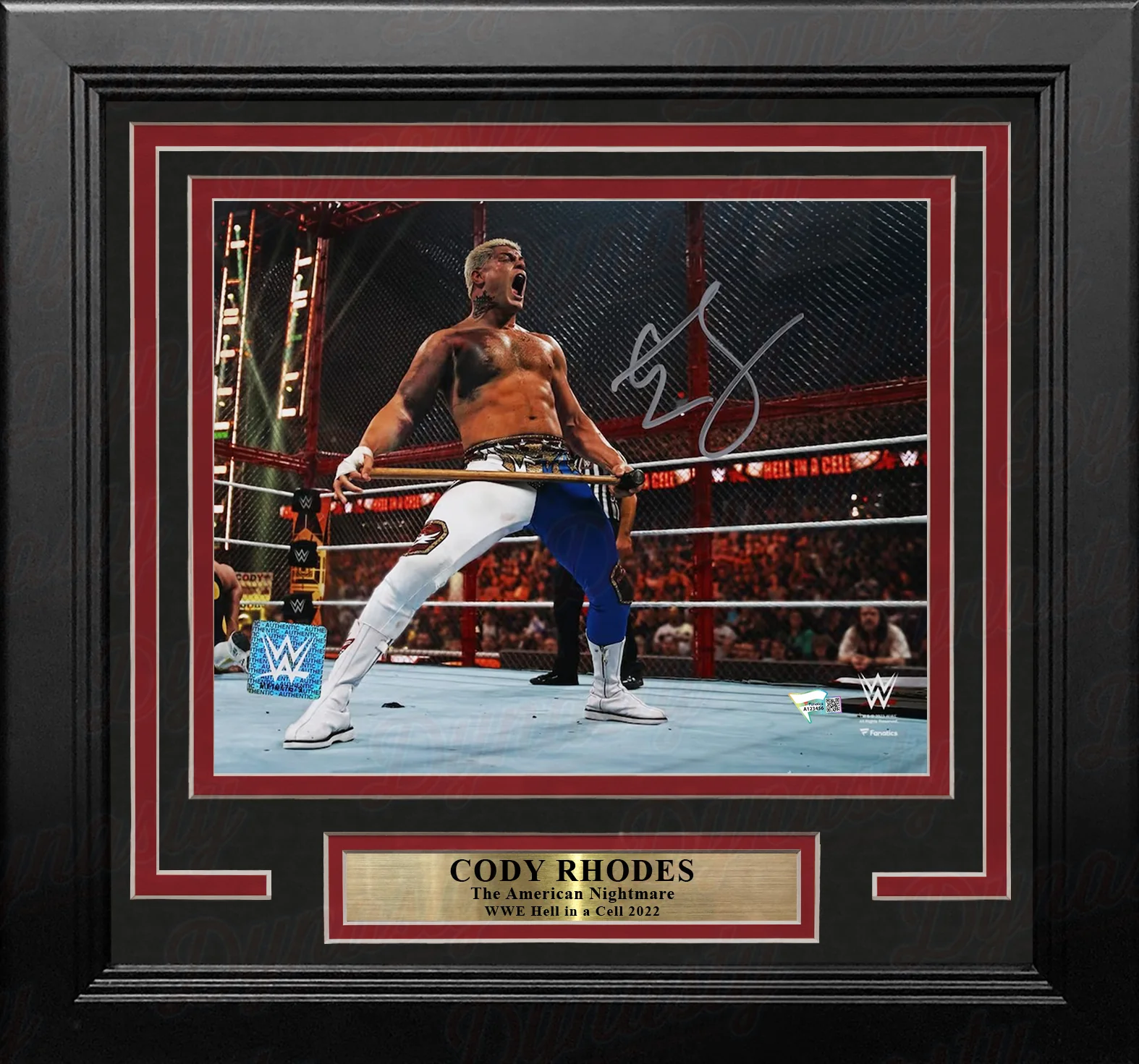 Cody Rhodes Hell in a Cell with a Sledgehammer Autographed 8" x 10" Framed Wrestling Photo
