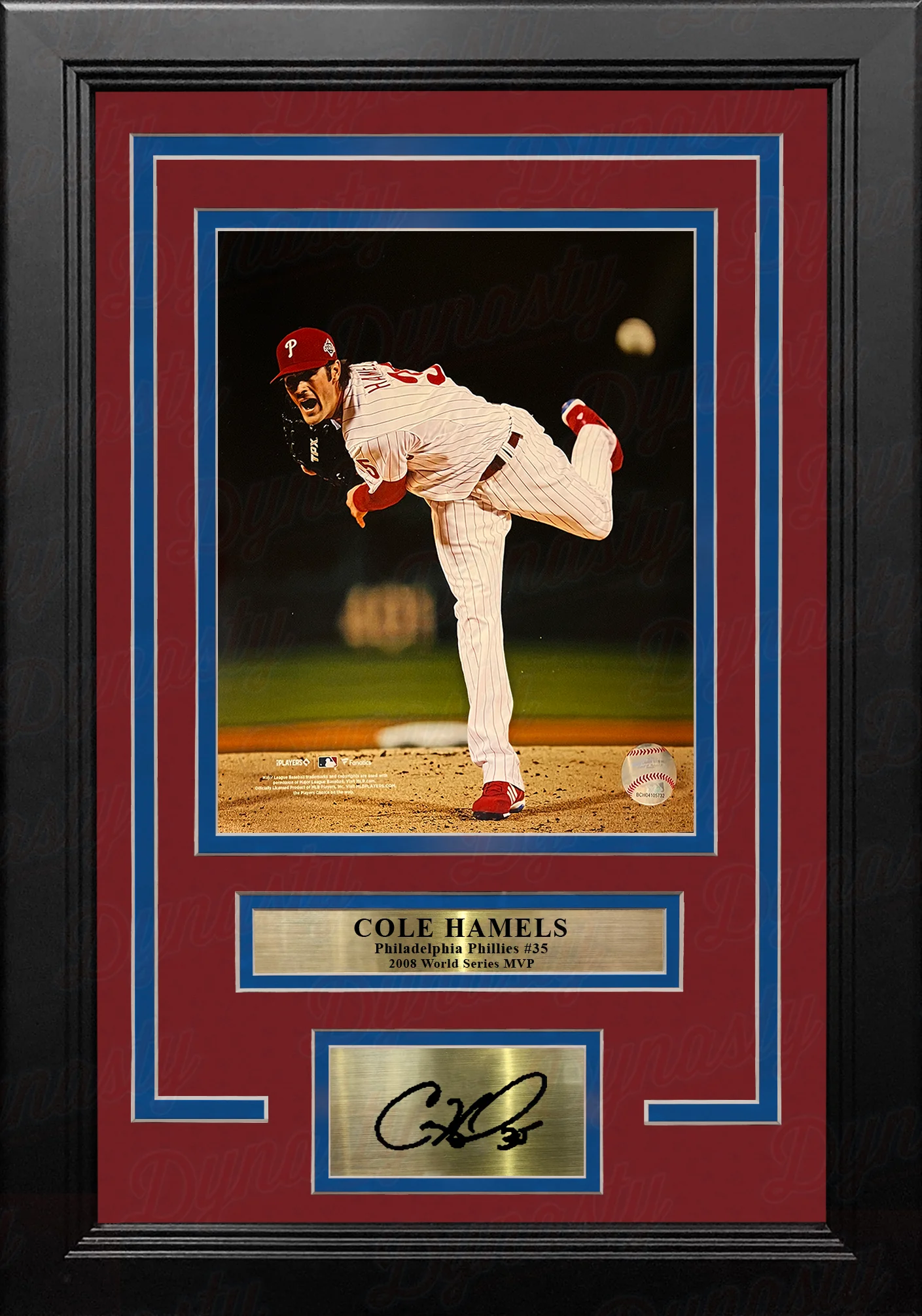 Cole Hamels 2008 World Series Philadelphia Phillies 8" x 10" Framed Photo with Engraved Autograph - Image 2